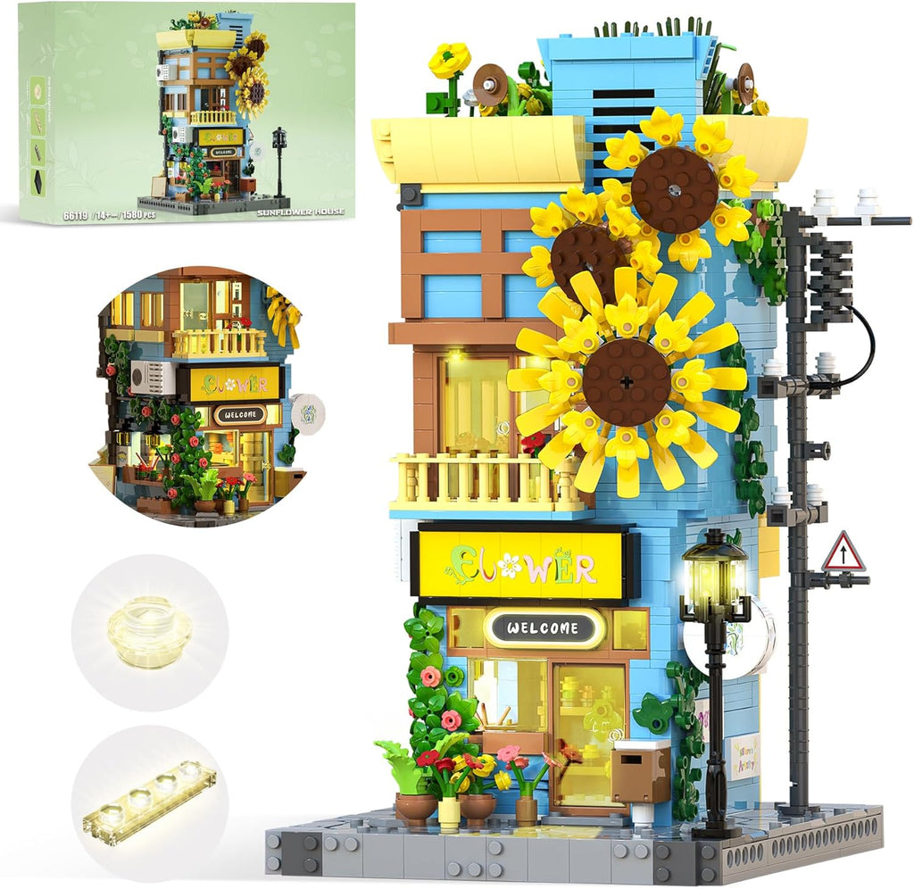 BeepZipp Juego de Construcción Casa Girasol con Luz LED, Bloques de...