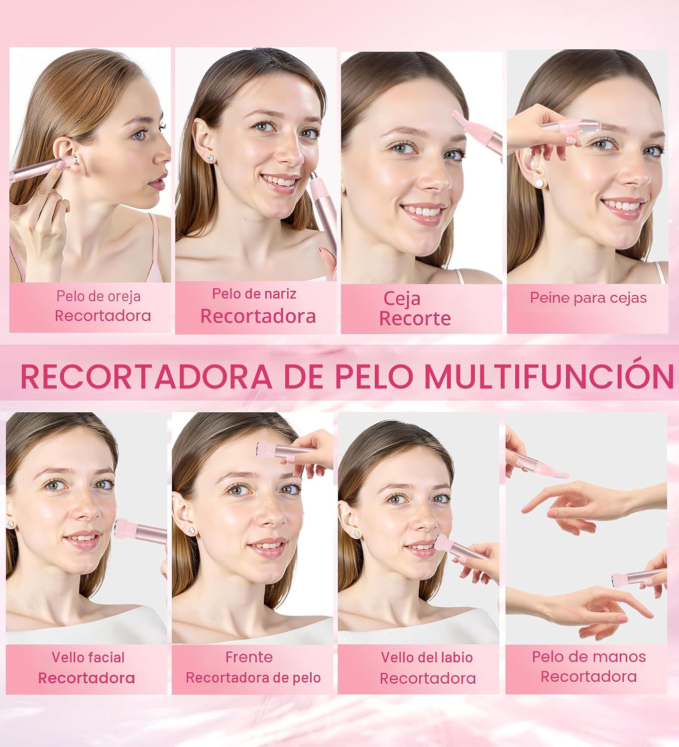 HEBECA Recortador de vello nasal para mujeres 3 en 1 Recortadores d...