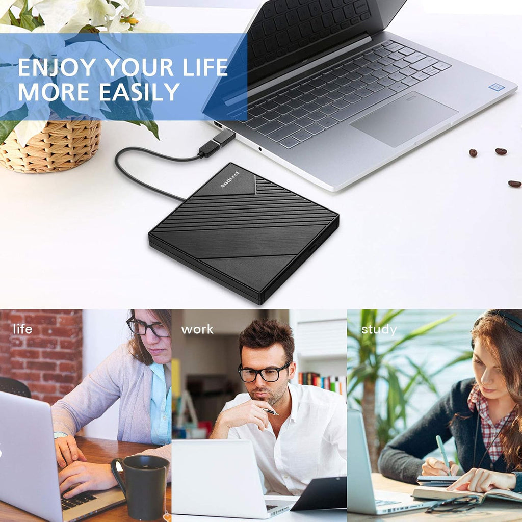 Amicool Unidad de DVD externa USB 3.0 USB C Grabadora de CD CD\/DVD...