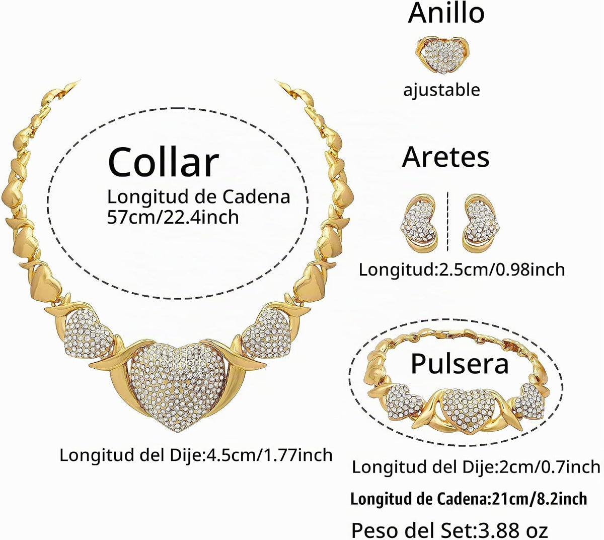 Conjuntos de joyas de oro para mujer, conjuntos de joyas de oro XOX...