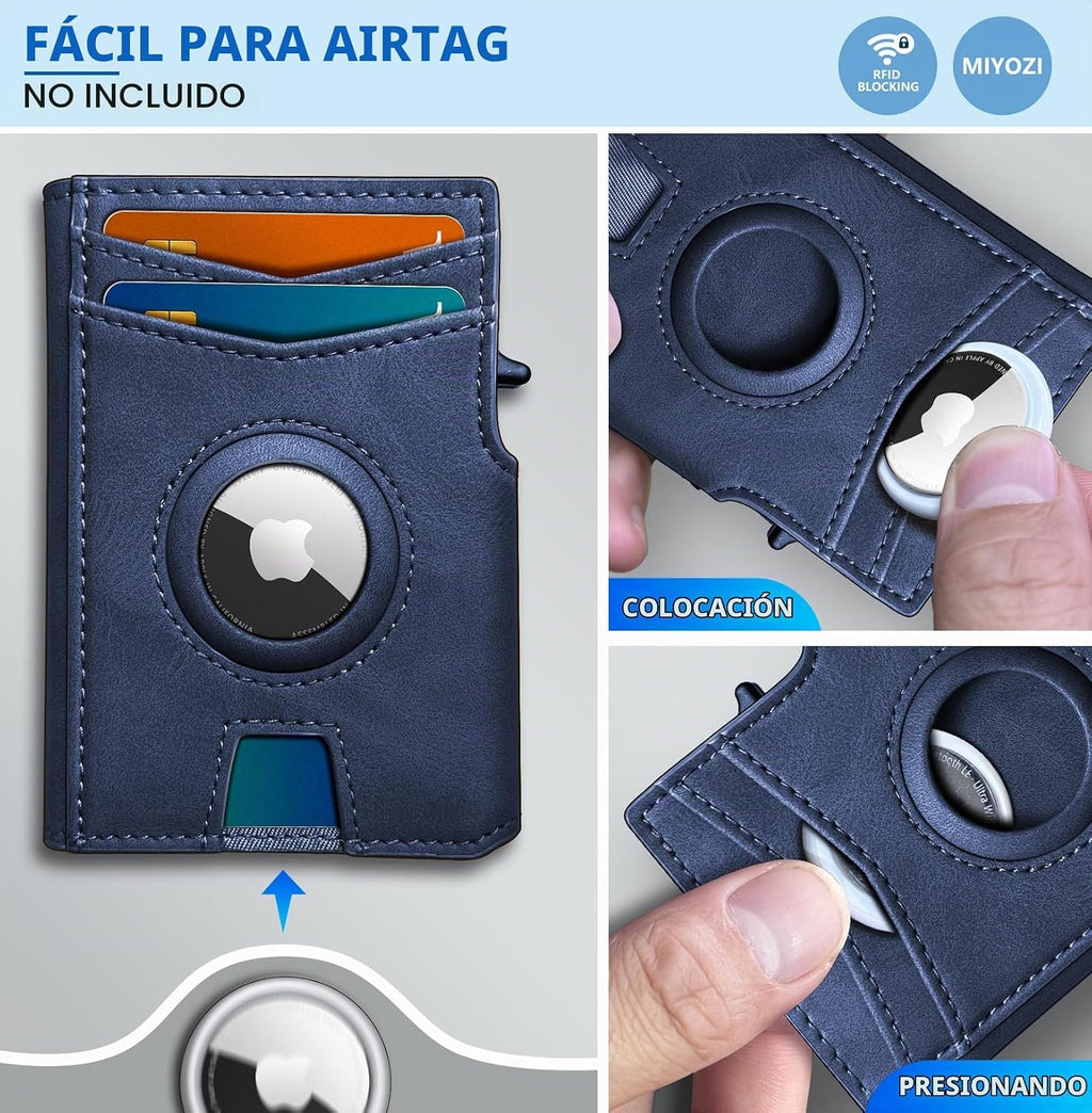 Miyozi - Billetera Airtag para hombre, con clip de dinero, estuche...