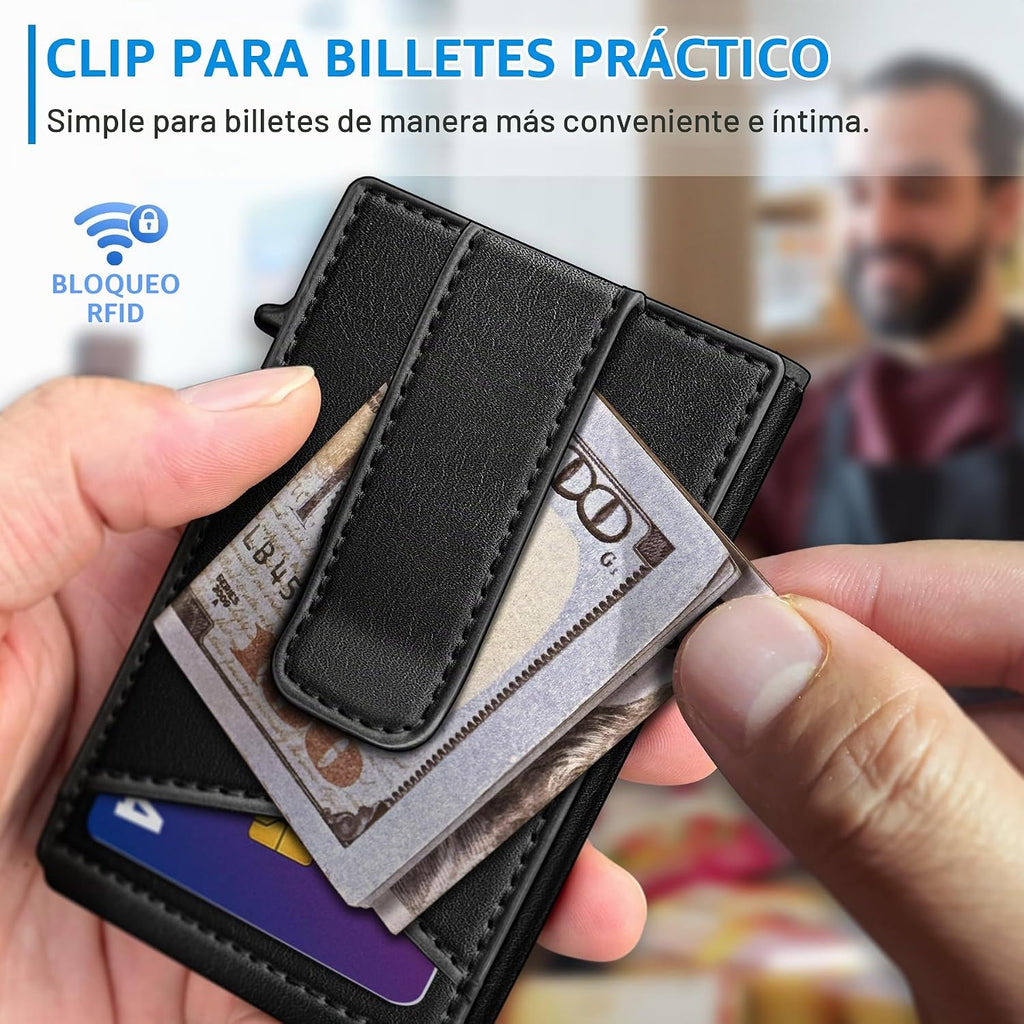 miyozi Airtag - Cartera para hombre con clip para dinero, 9 tarjeta...