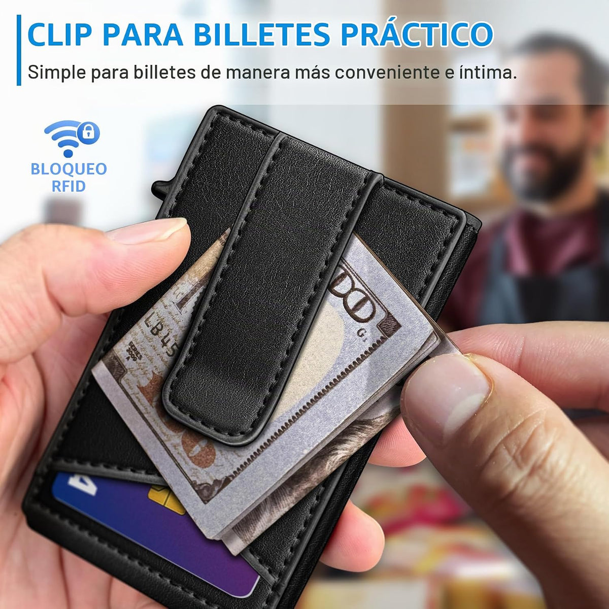 miyozi Airtag - Cartera para hombre con clip para dinero, 9 tarjeta...