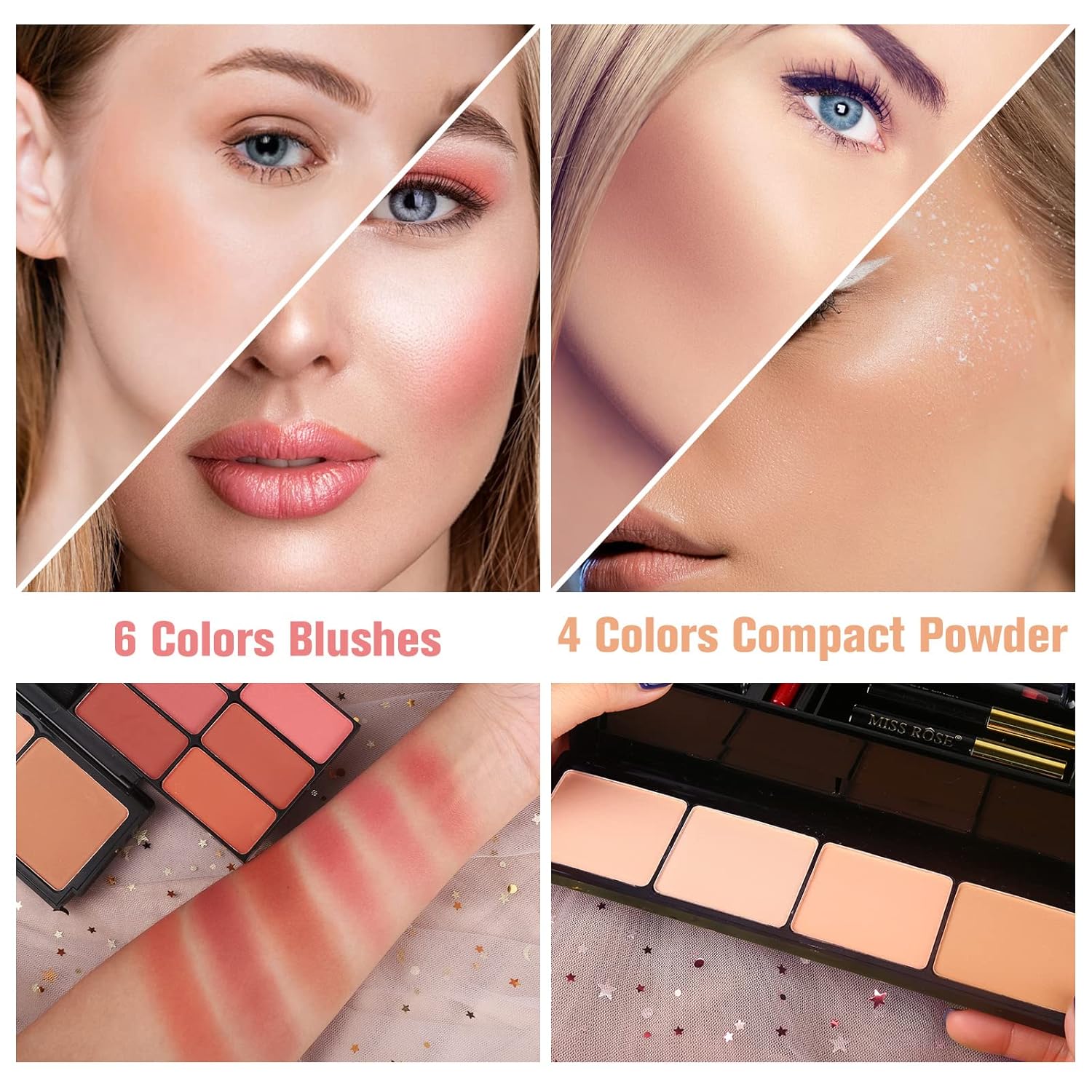 Kit de maquillaje profesional para mujer, kit completo con espejo,...