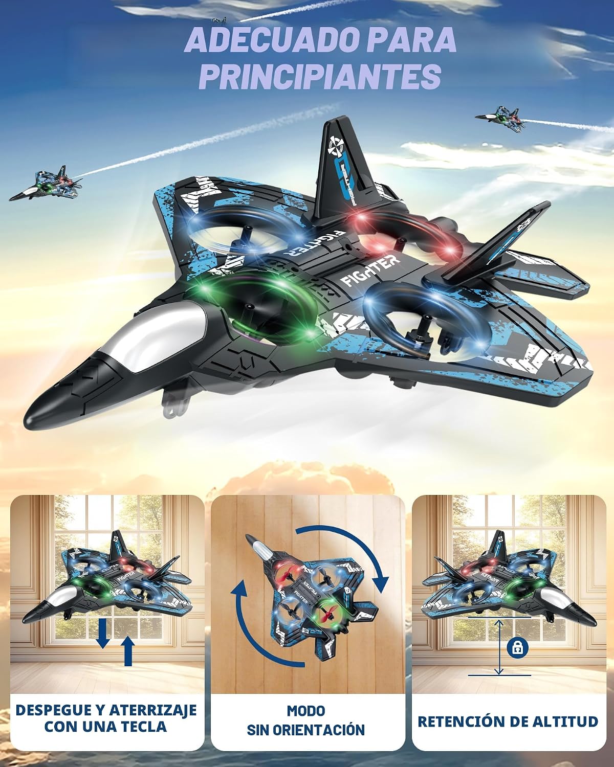 Drones para niños con forma de avión a control remoto, avión de con...