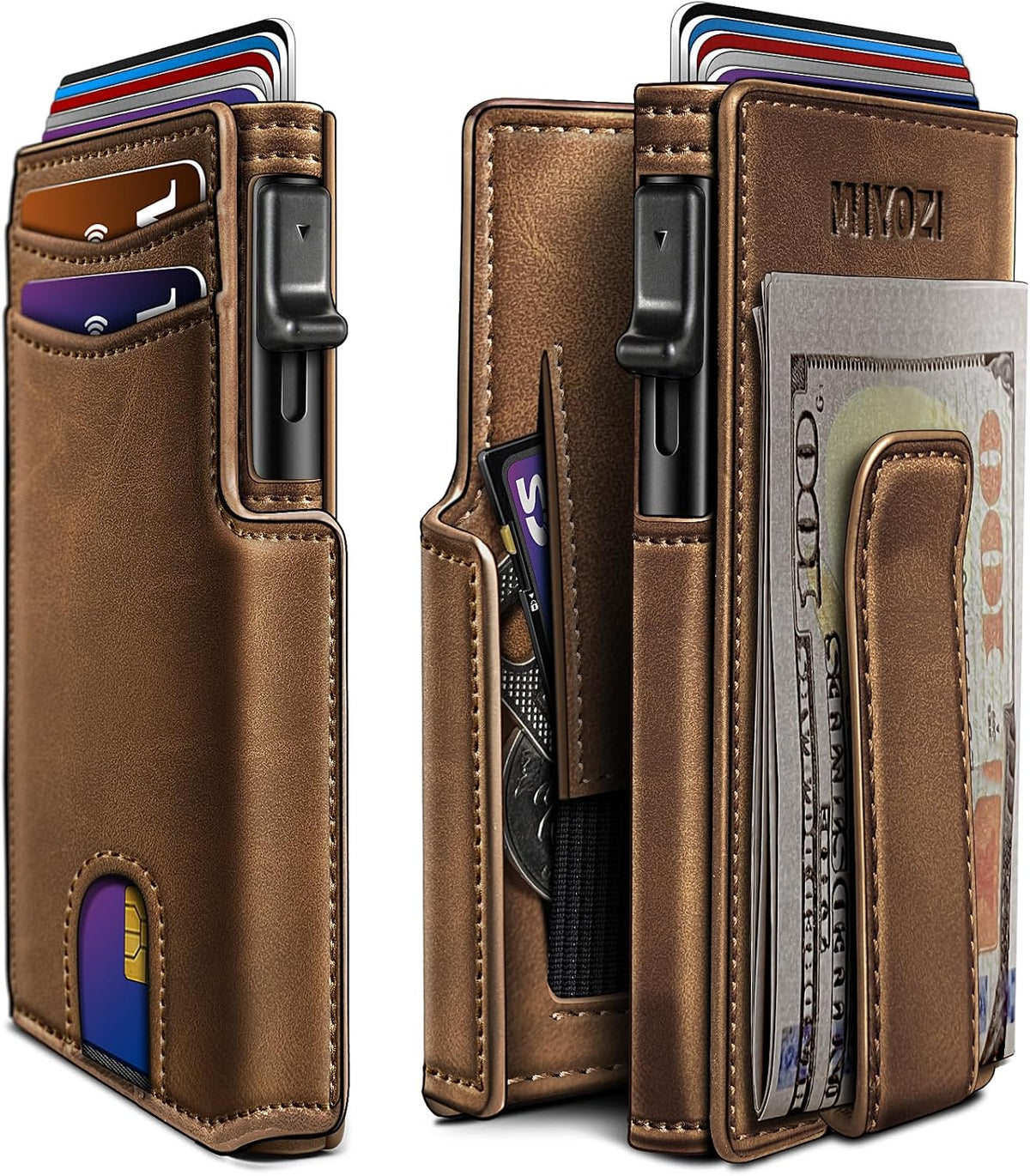 miyozi Billetera para hombre, magnética minimalista delgada con sop...