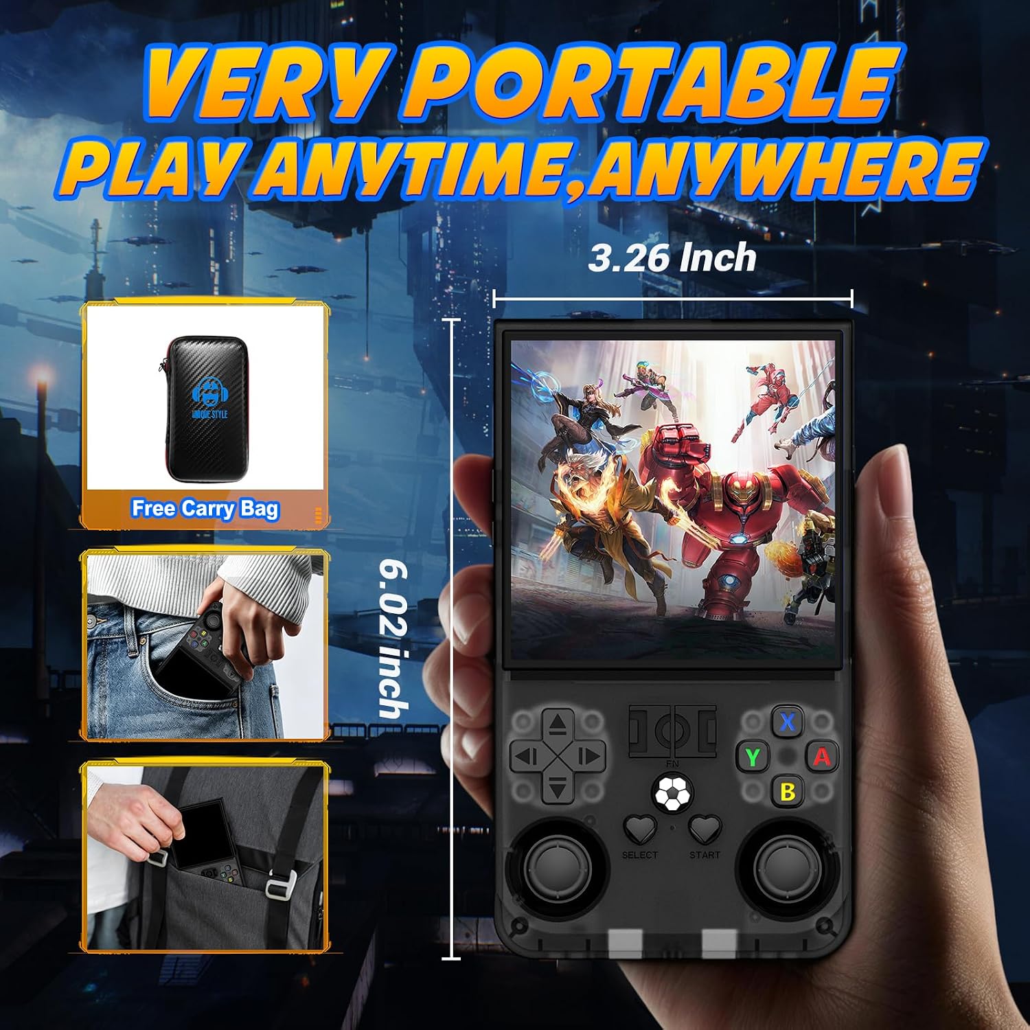 R36MAX - Consola de juegos portátil portátil IPS de 4 pulgadas, sis...