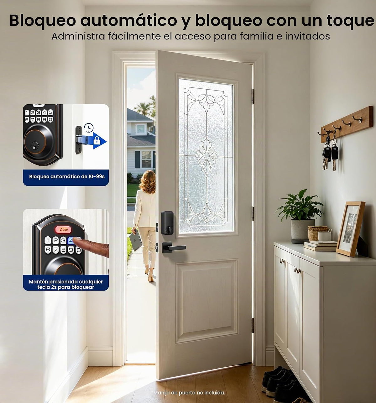 Veise VE001 Cerradura de entrada sin llave, cerradura electrónica d...
