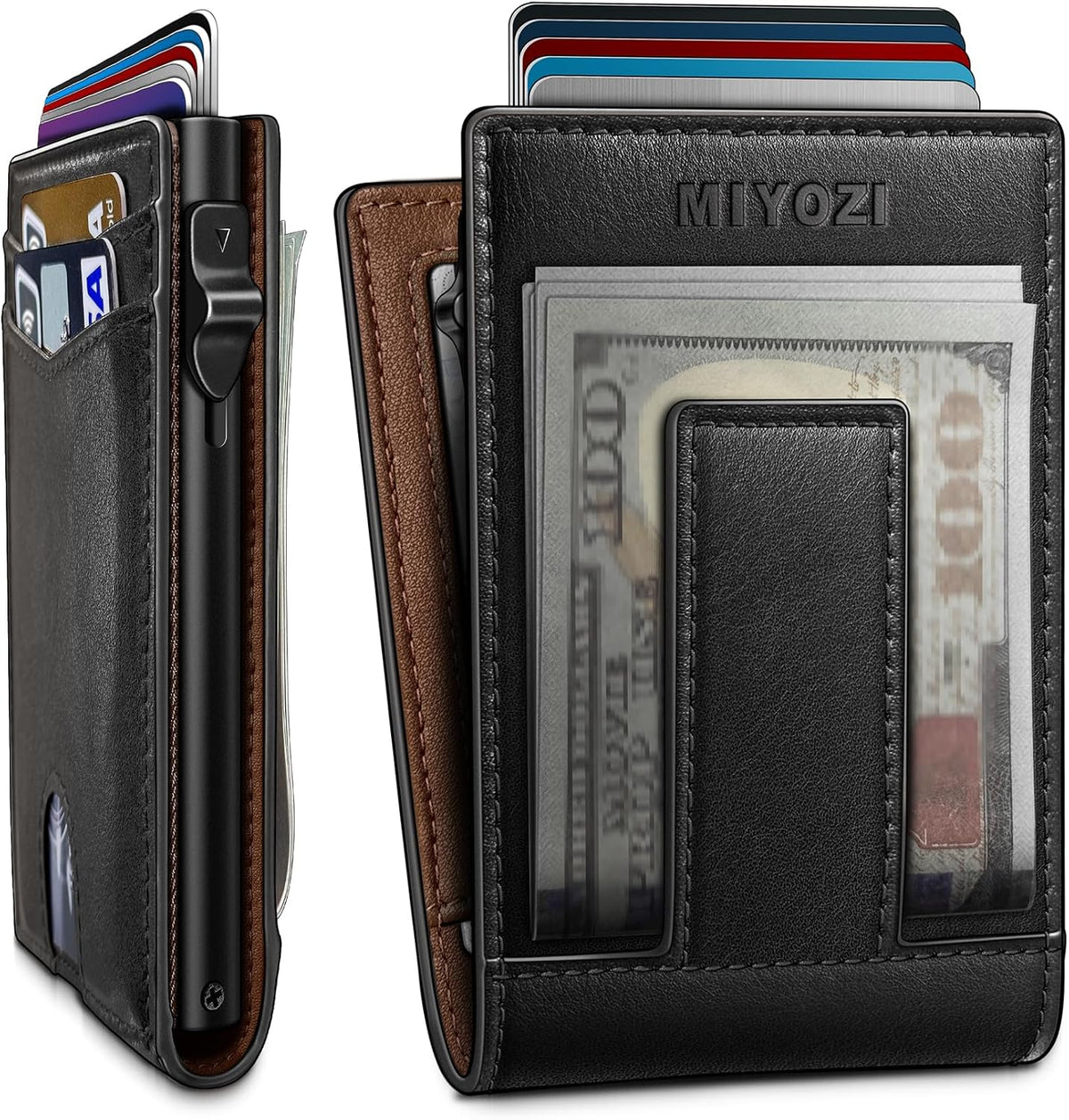 miyozi Cartera para hombre, tarjetero desplegable con bloqueo RFID,...