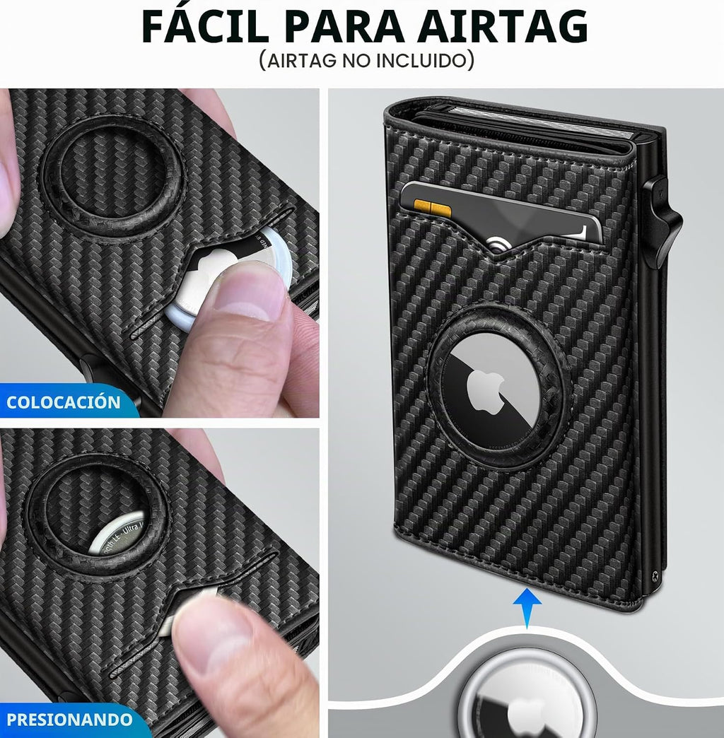 miyozi Billetera para Airtag para hombre, con bolsillo para efectiv...
