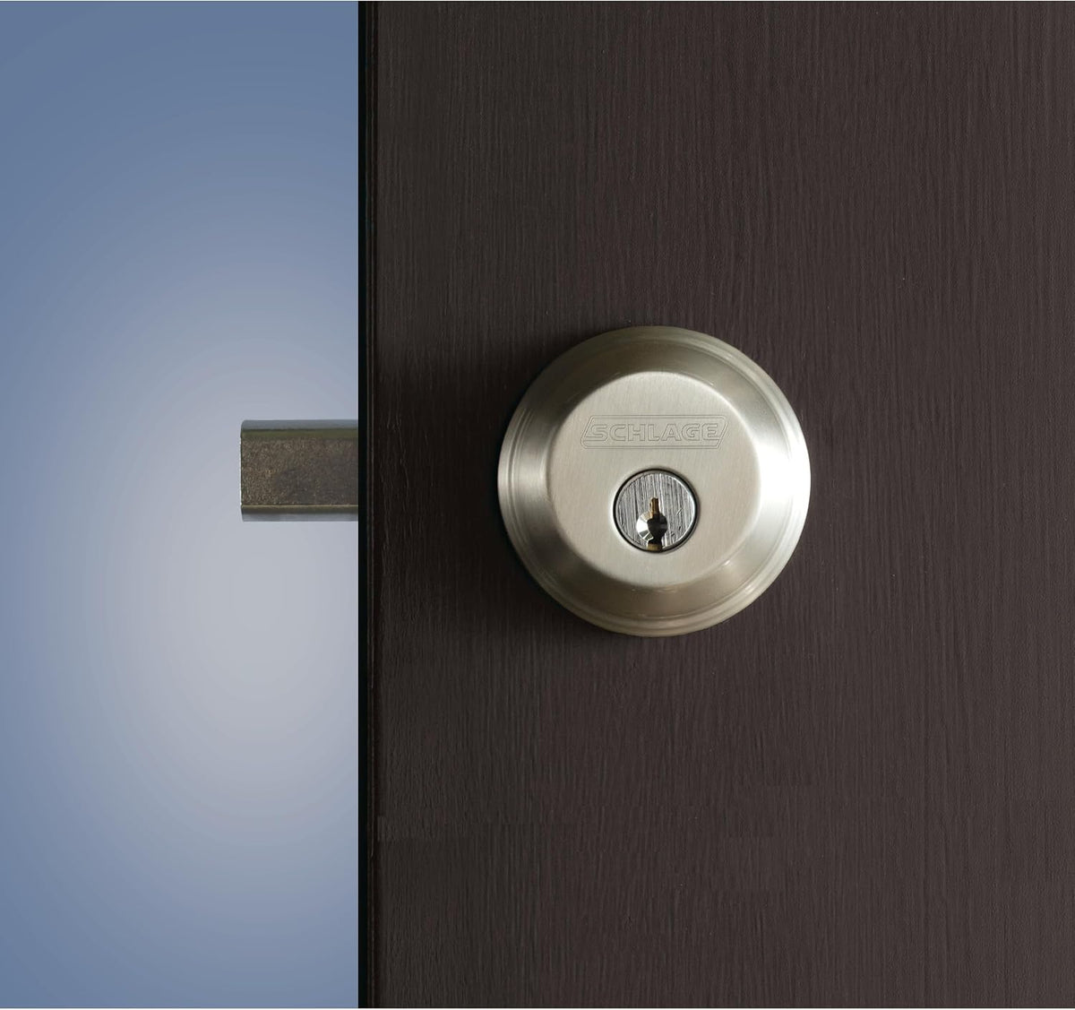 Cerrojo para puerta delantera de un solo cilindro Schlage, bronce e...
