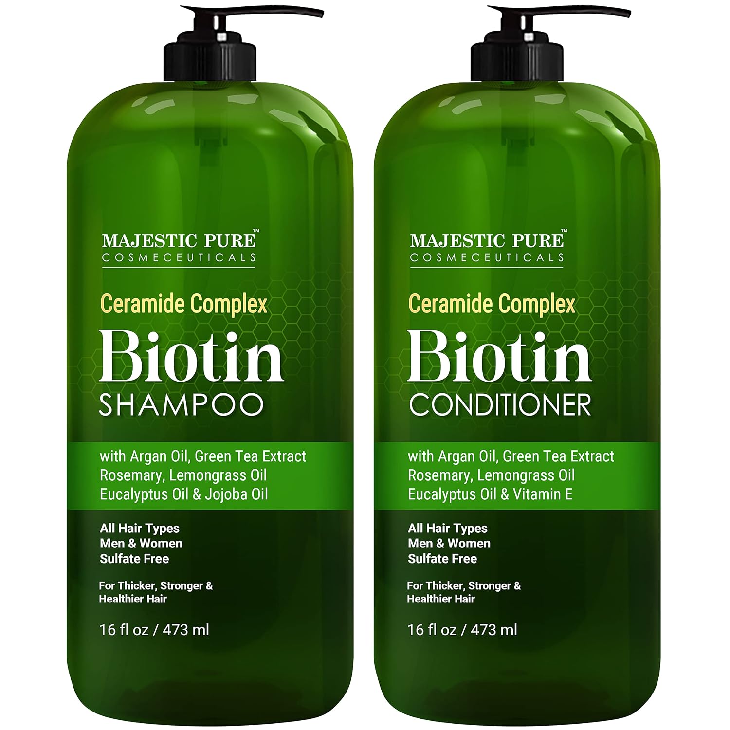 MAJESTIC PURE Set de champú y acondicionador de biotina \u2013 Con...