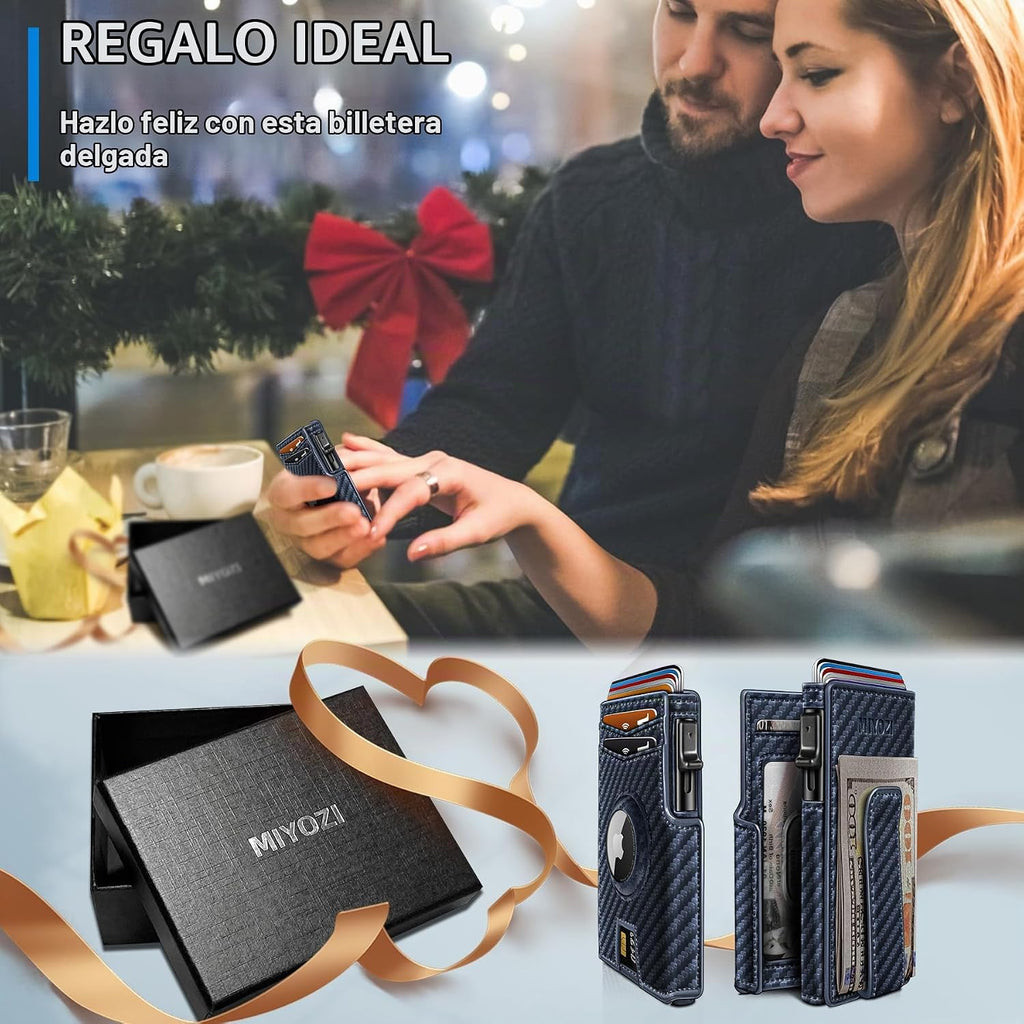 Miyozi - Billetera Airtag para hombre, con clip de dinero, estuche...
