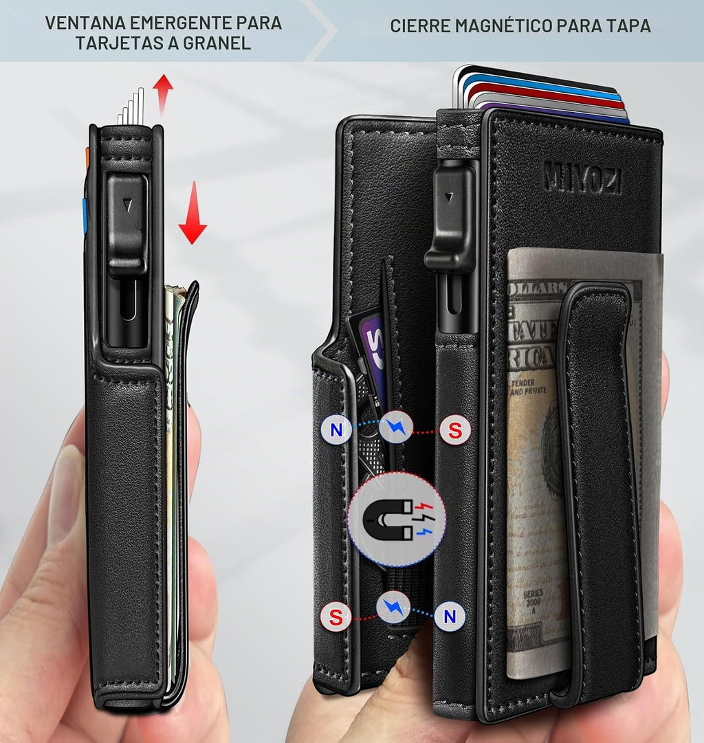 miyozi Billetera para hombre, magnética minimalista delgada con sop...