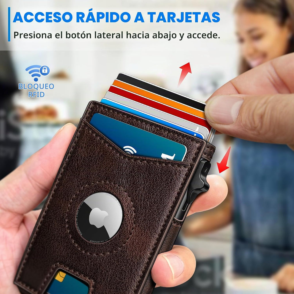 miyozi Airtag - Cartera para hombre con clip para dinero, 9 tarjeta...