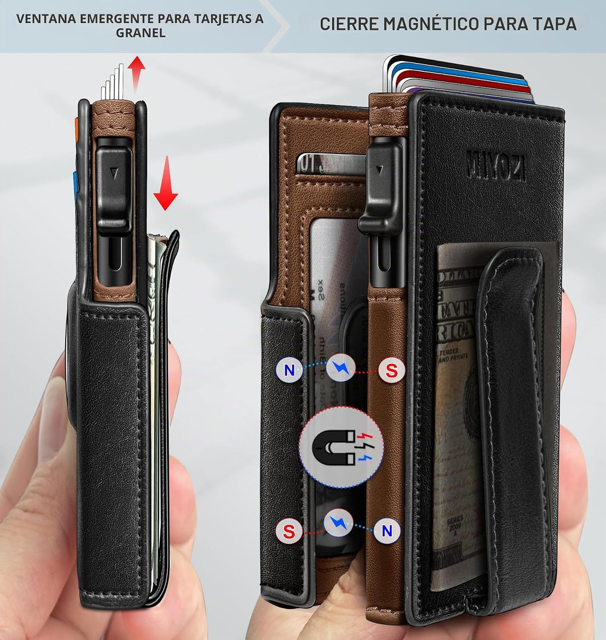 Miyozi - Billetera Airtag para hombre, con clip de dinero, estuche...
