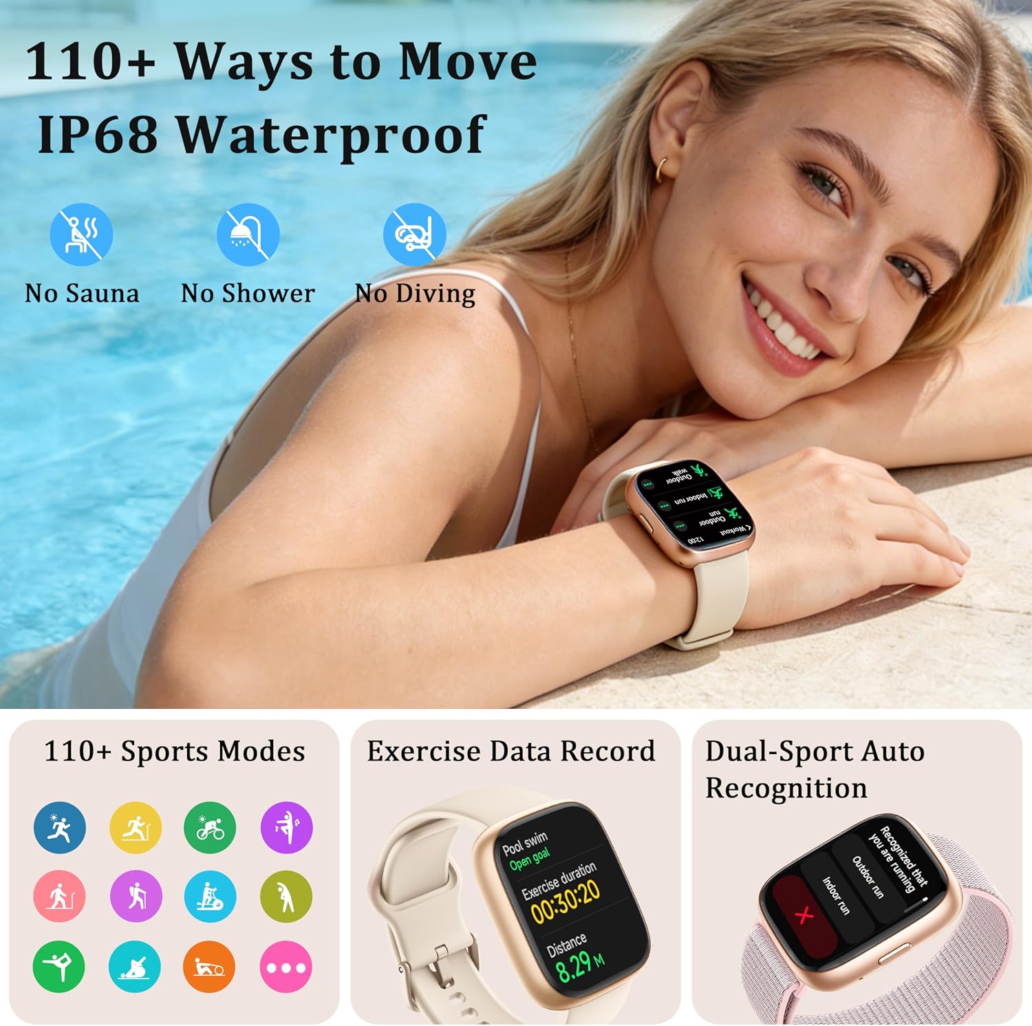 Reloj inteligente para mujeres y hombres, reloj inteligente actuali...