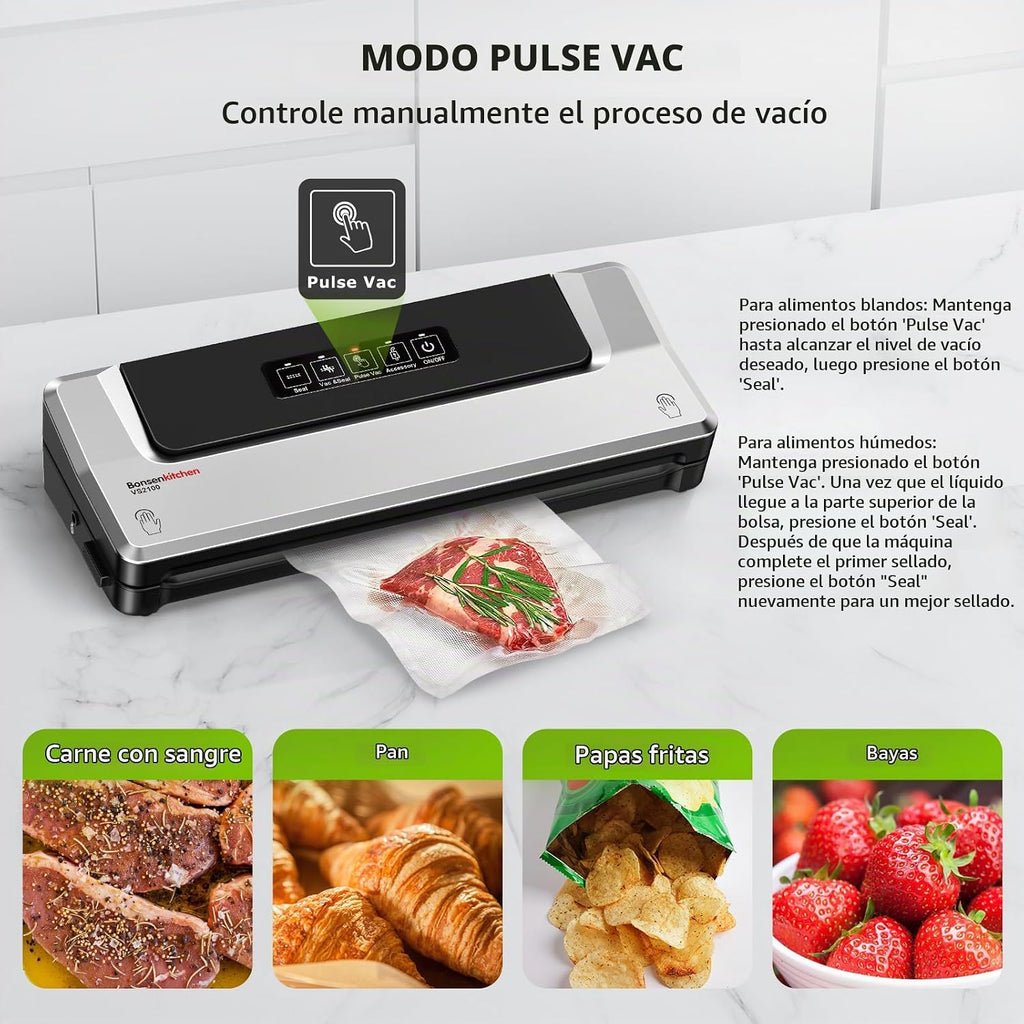 Bonsenkitchen - Máquina selladora al vacío, múltiples modos para la...