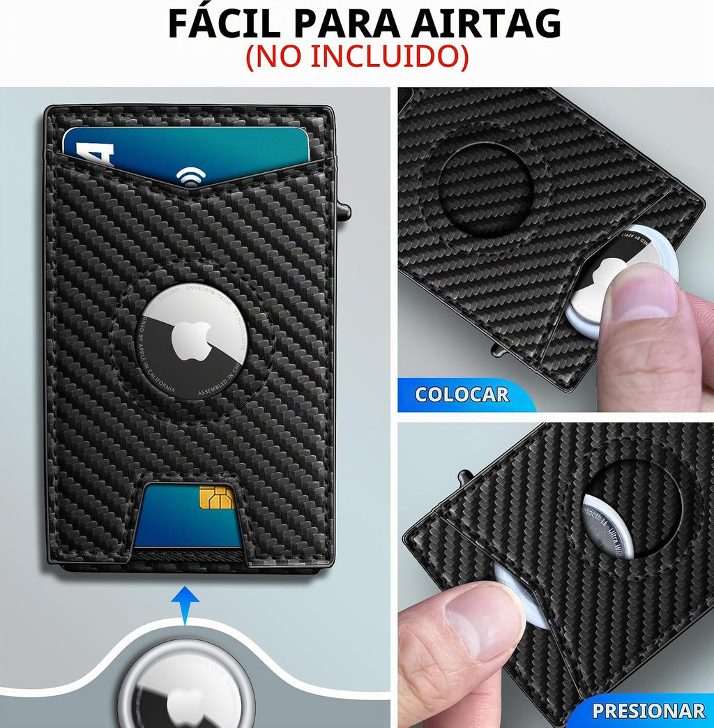 miyozi Airtag - Cartera para hombre con clip para dinero, 9 tarjeta...