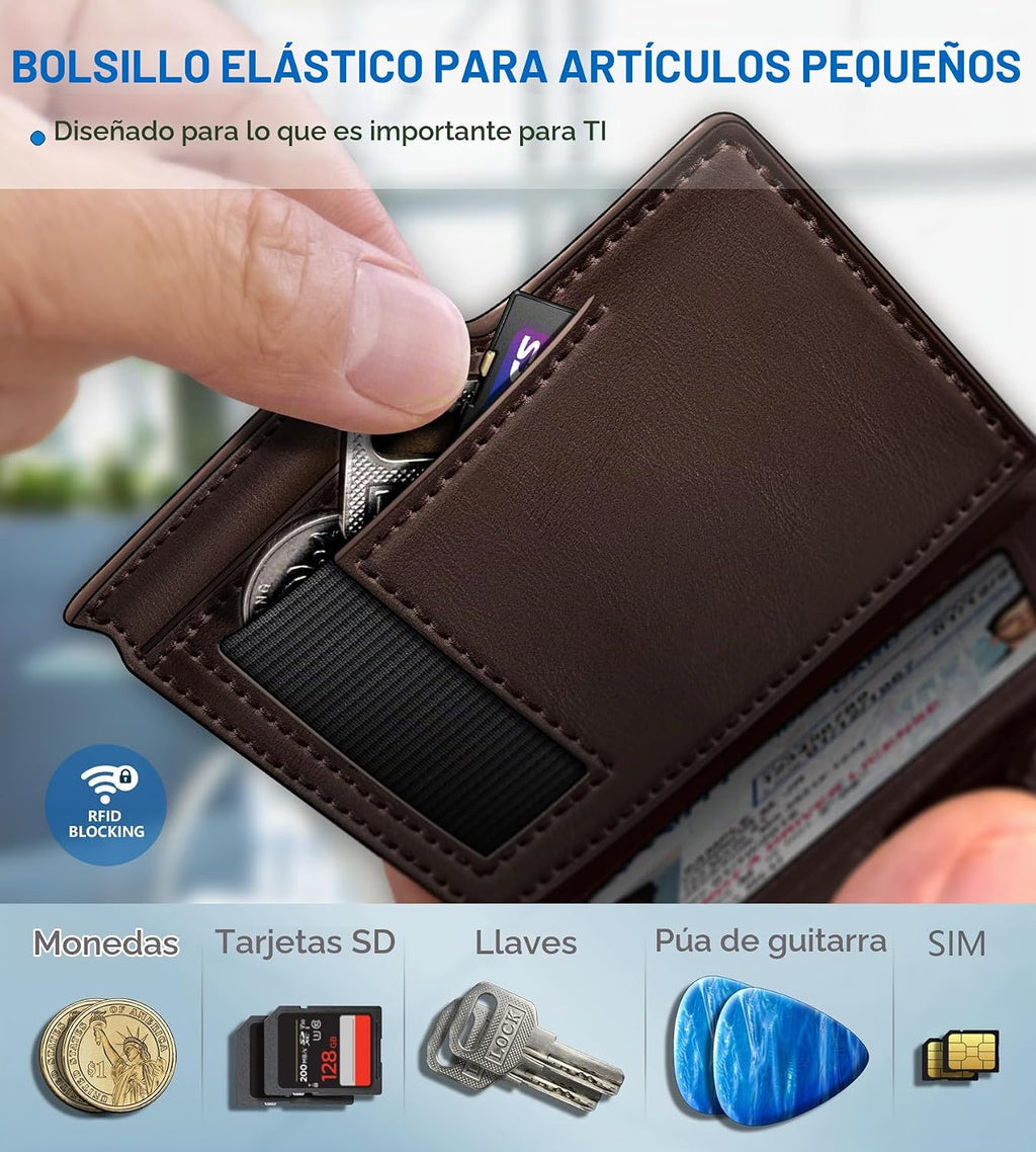 miyozi Billetera para hombre, magnética minimalista delgada con sop...