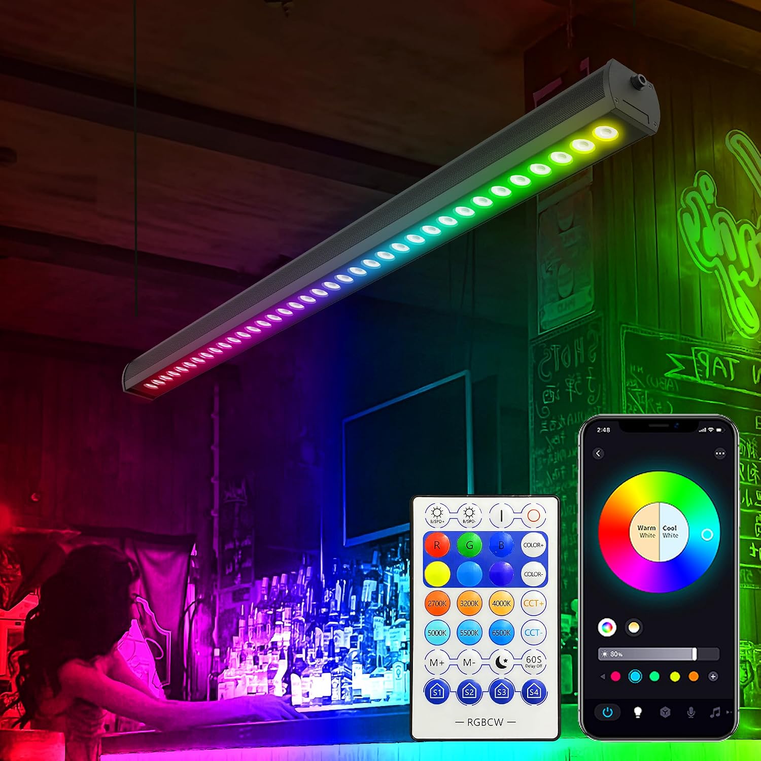 Umidkin Lámpara Inteligente LED Lineal para Lavado de Pared, 40 Pul...
