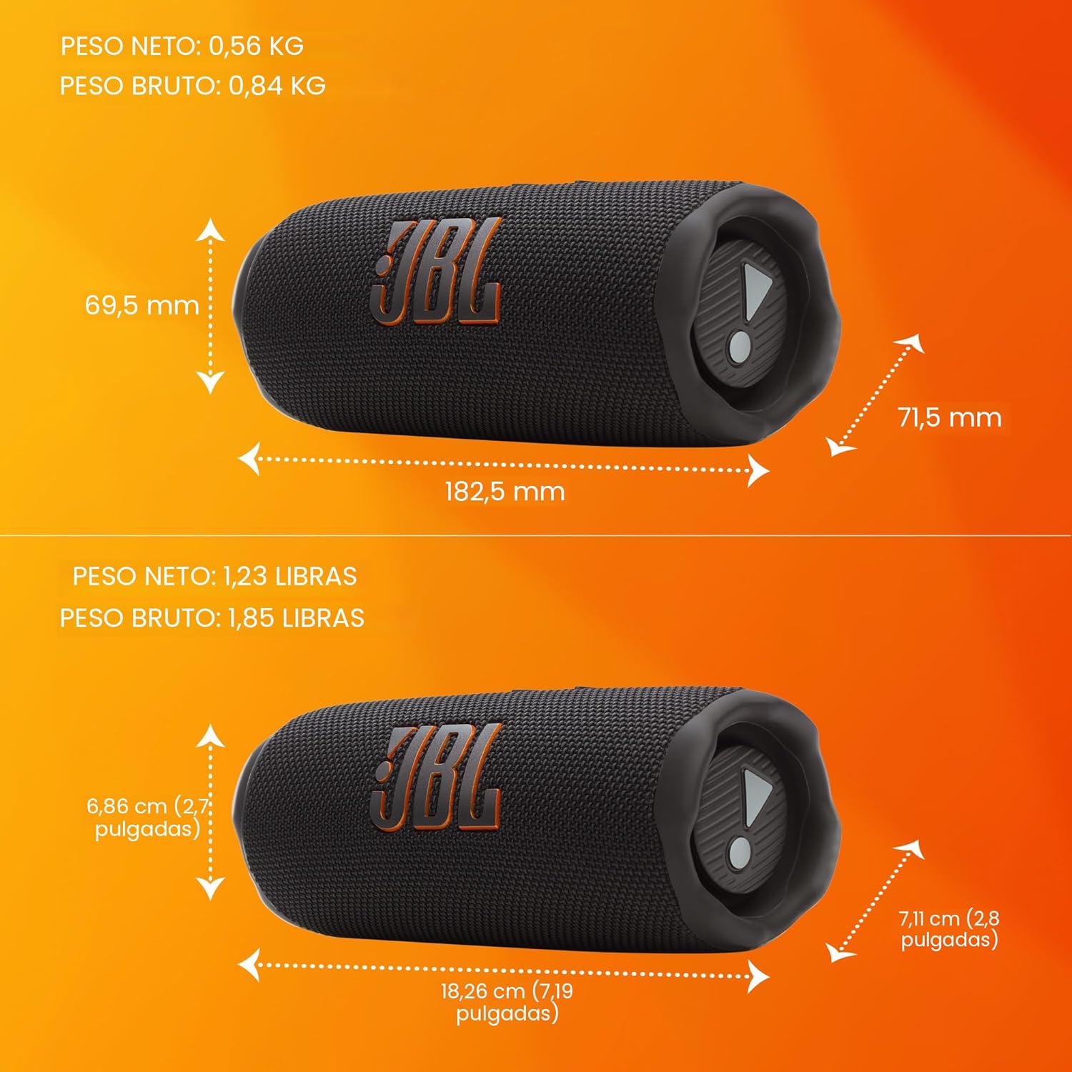 JBL Flip 7 - Altavoz portátil impermeable y a prueba de caídas, Bol...