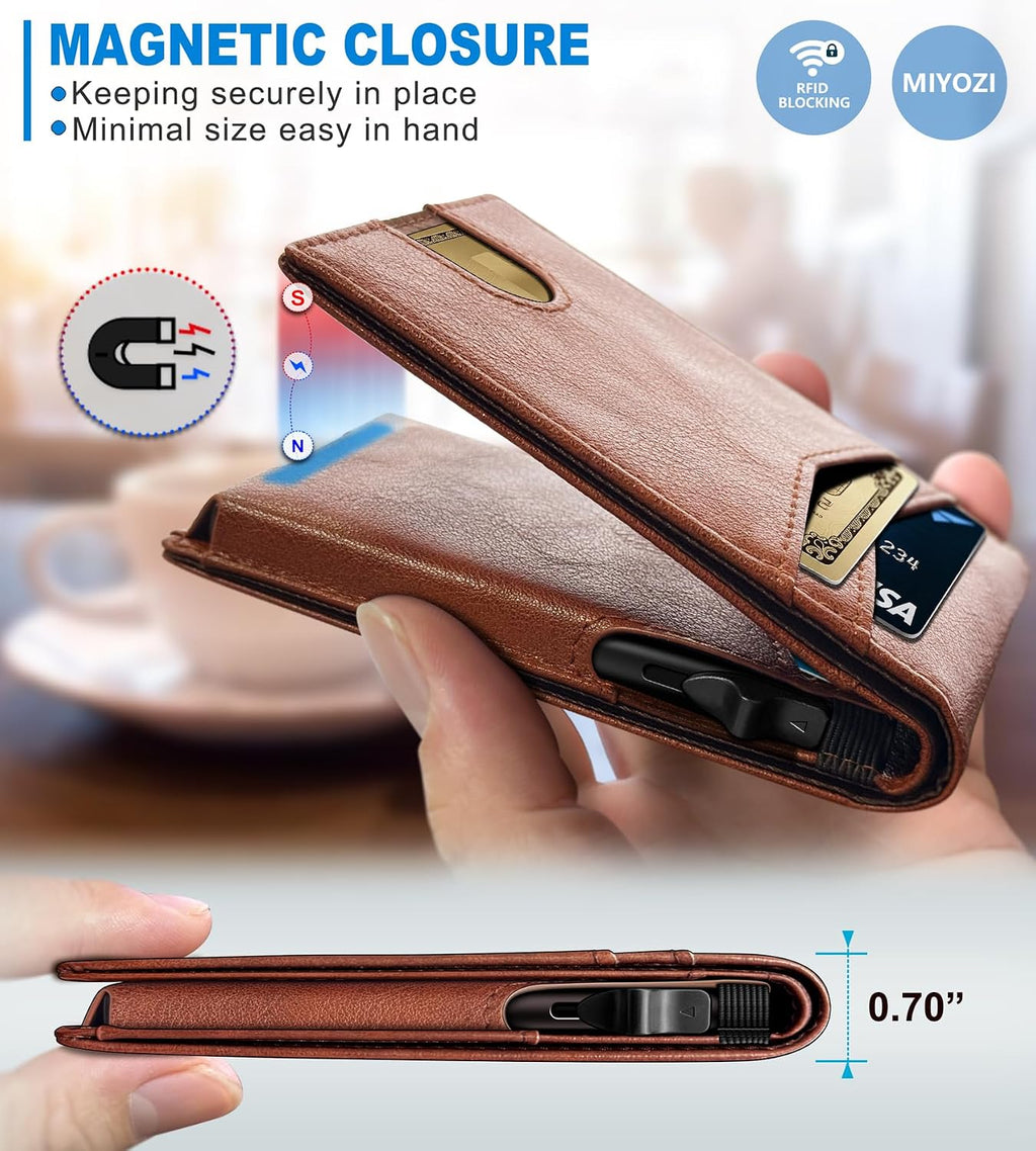 miyozi Cartera para hombre, funda delgada y desmontable para tarjet...