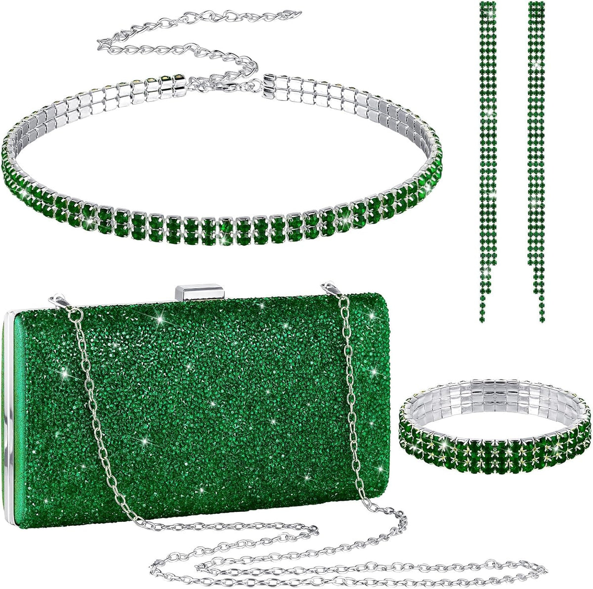 Kigeli 4 Pcs Rhinestone Jewelry Set