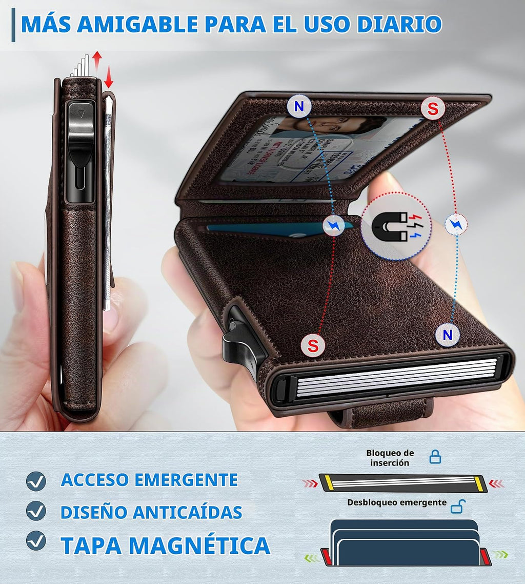miyozi Airtag - Cartera para hombre con clip para dinero, 9 tarjeta...