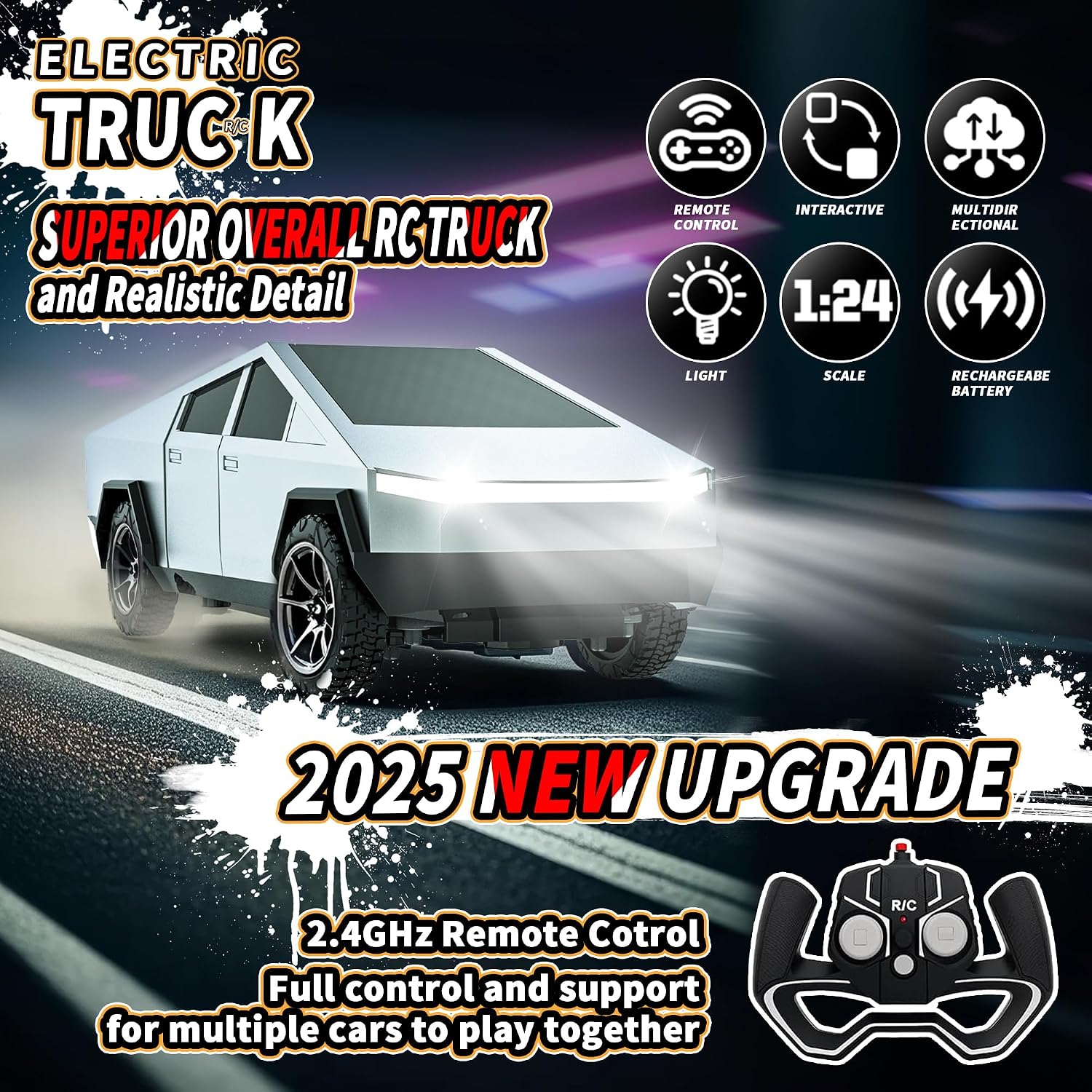 Vefercen Juguetes de automóvil a control remoto, camión RC todo ter...