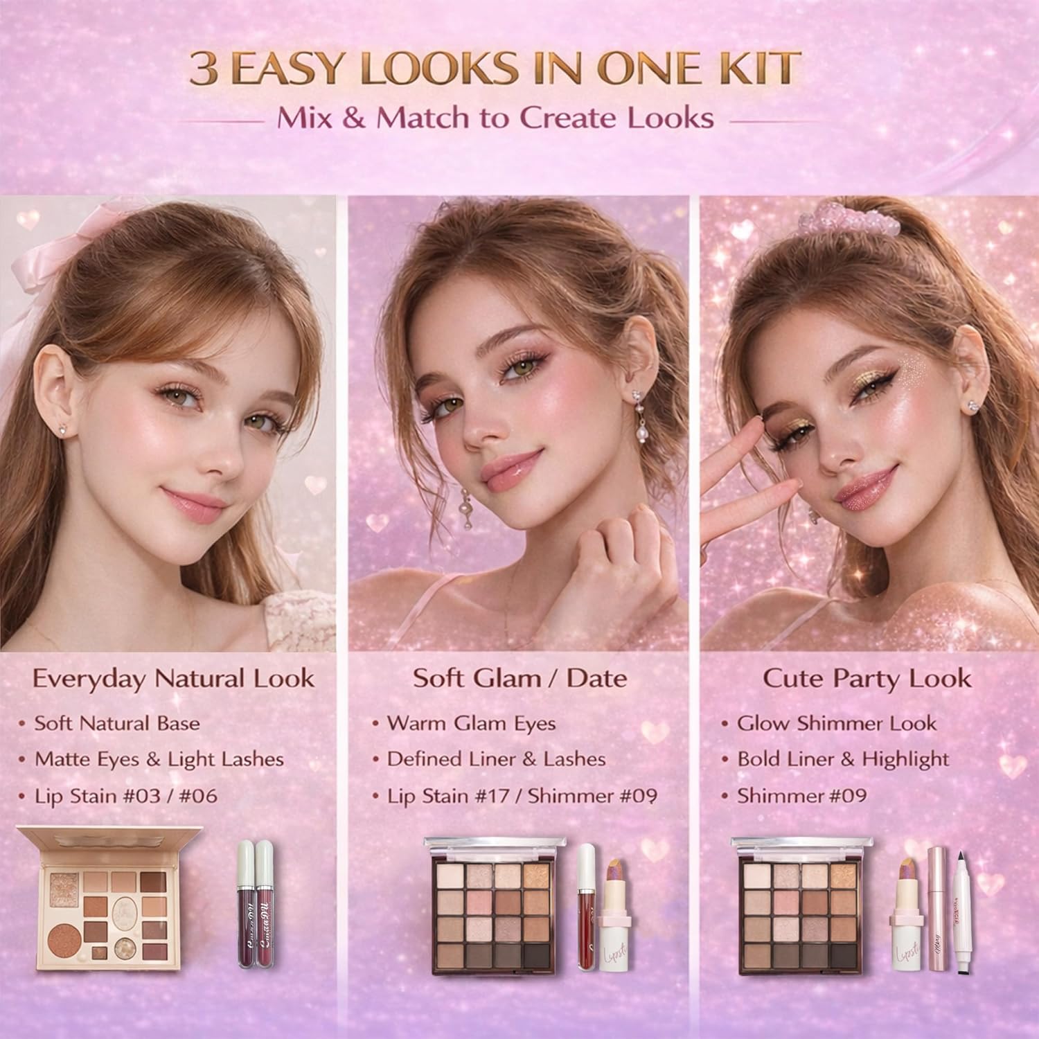 Kit de maquillaje todo en uno para mujeres y principiantes, juego d...