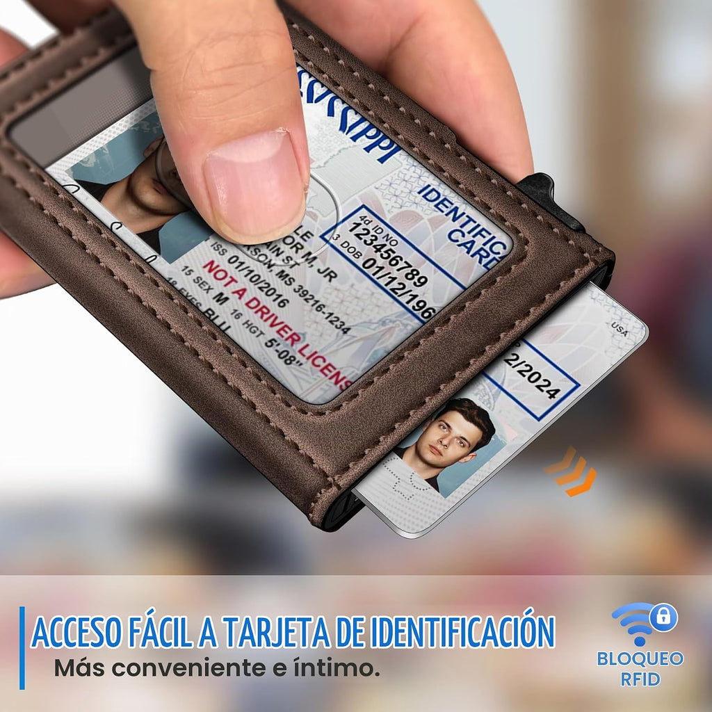 miyozi Billetera Airtag para hombres, delgada emergente porta tarje...