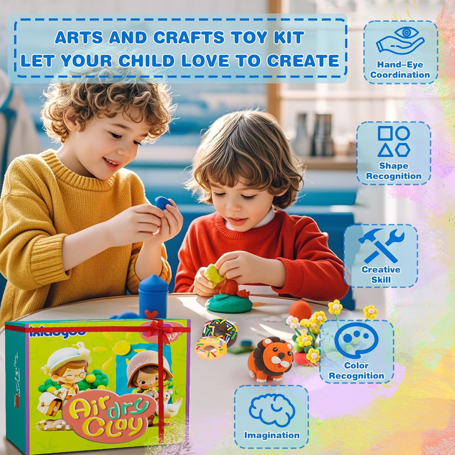 Ixiaoyoo Arcilla seca al aire para niños, kit de arcilla mágica de...