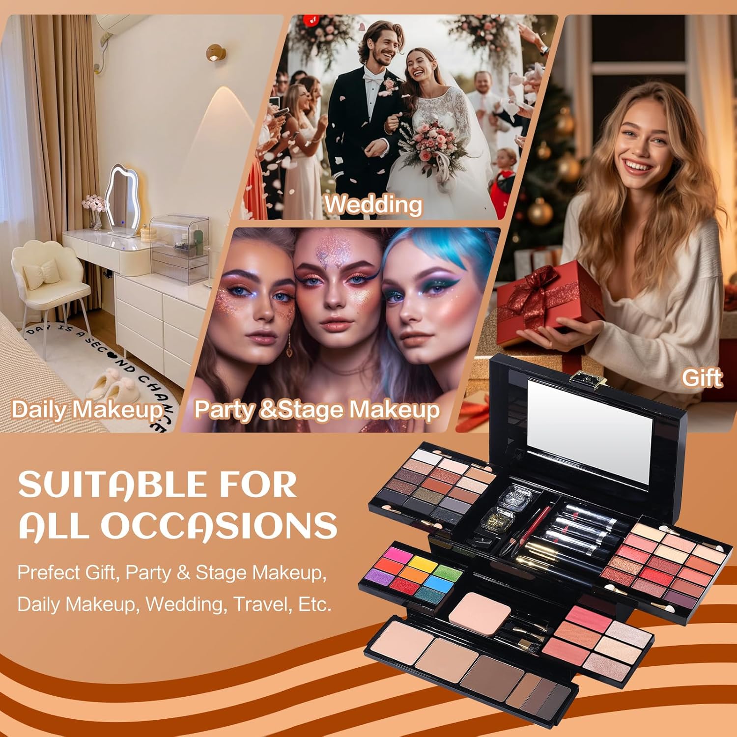 Kit de maquillaje profesional para mujeres y niñas, kit completo co...
