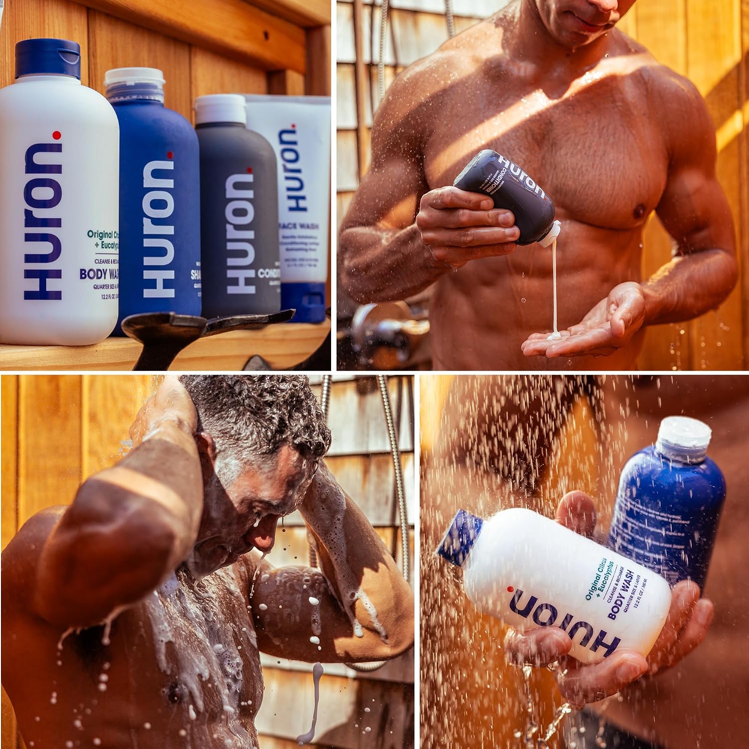 Kit de ducha Huron - Champú, acondicionador y gel de baño para homb...