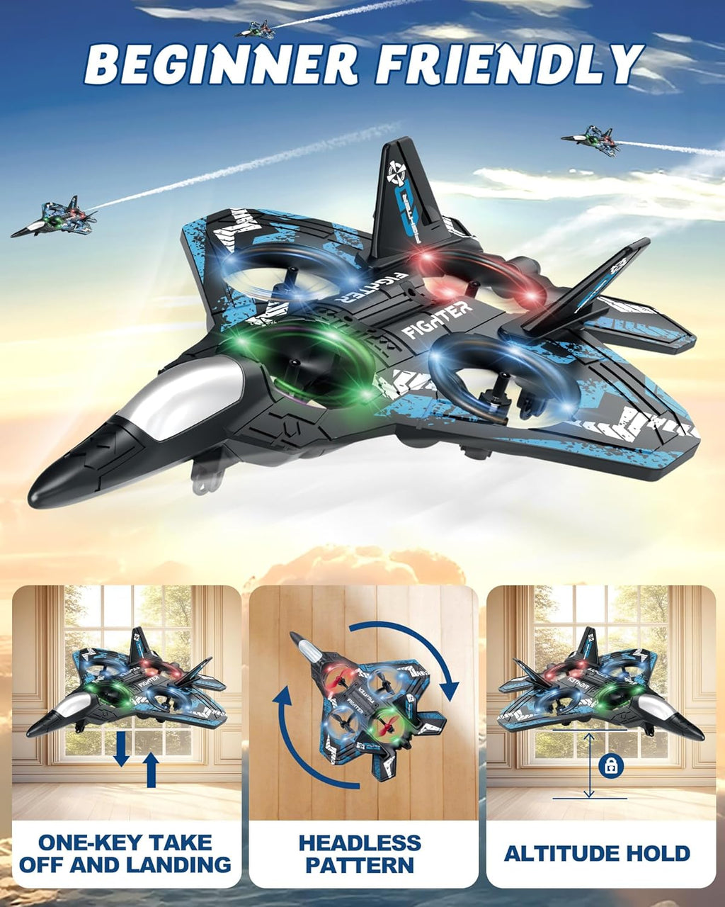 JoyRapt Form - Drones de avión RC para niños, avión de control remo...