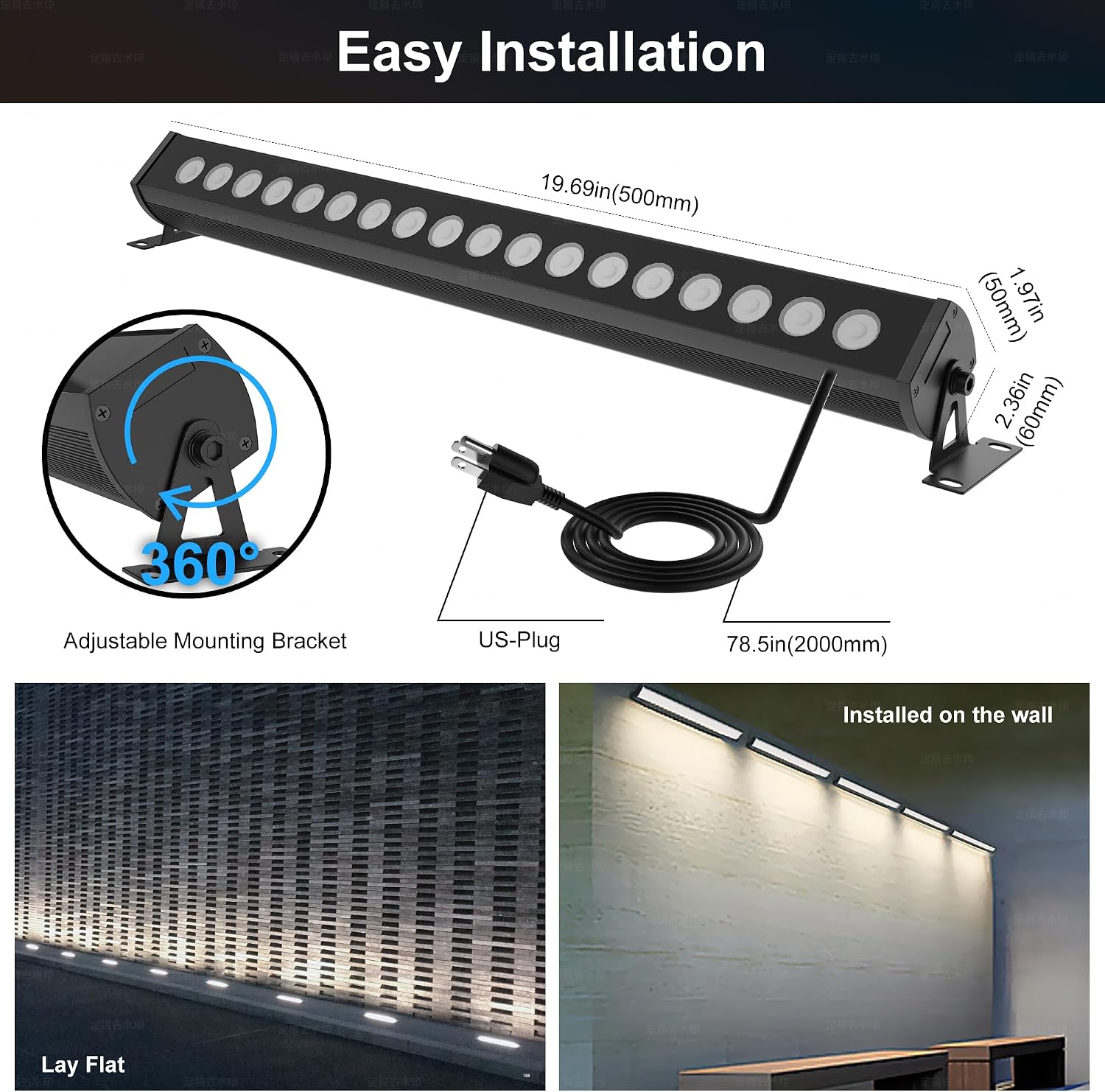 Umidkin Lámpara inteligente de arandela de pared de 90 W, 20 pulgad...