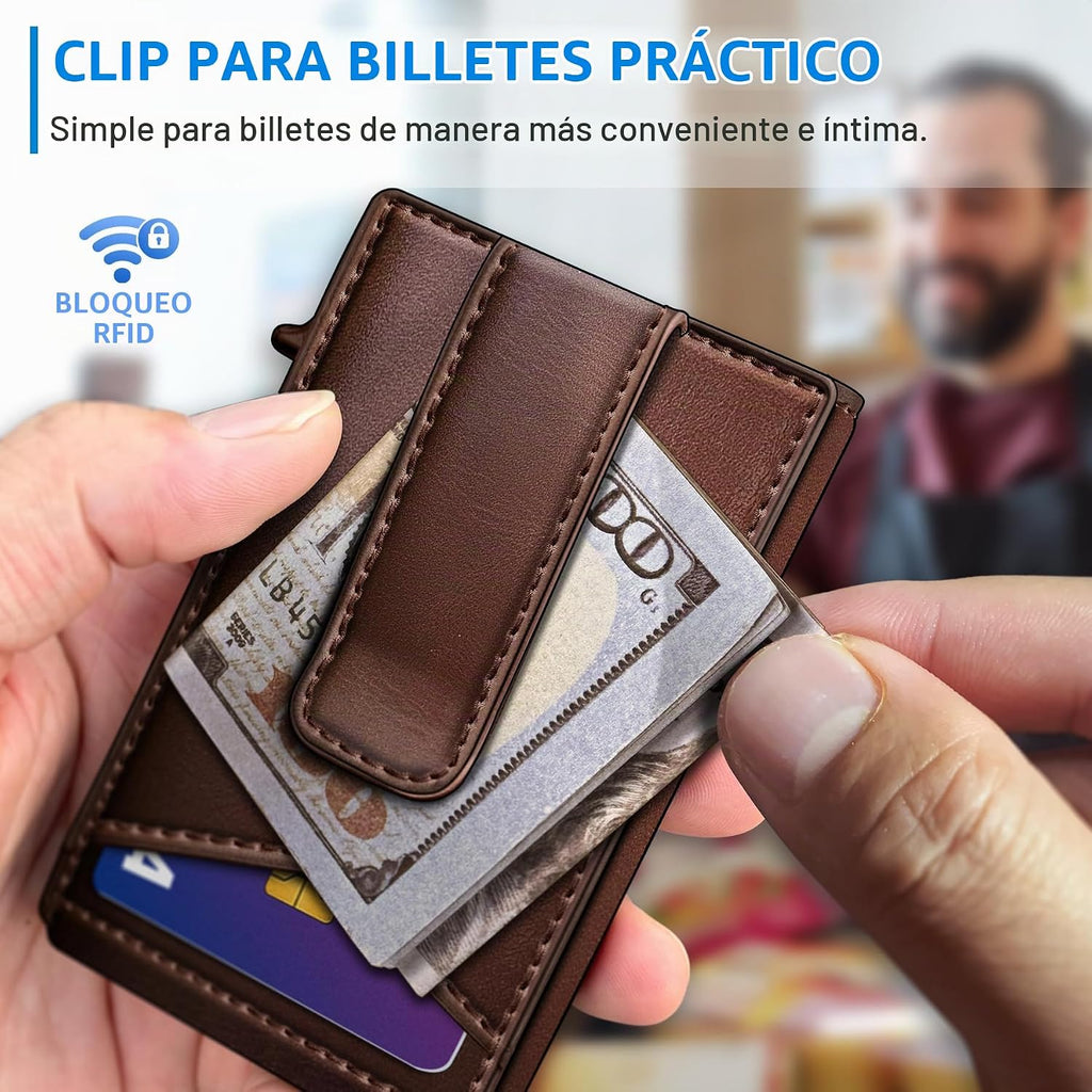 miyozi Airtag - Cartera para hombre con clip para dinero, 9 tarjeta...