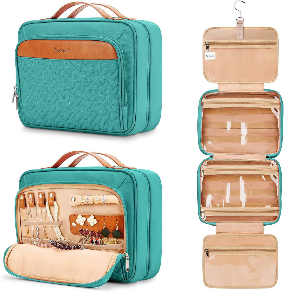 COOSKY Neceser colgante de viaje para mujer, artículos esenciales p...