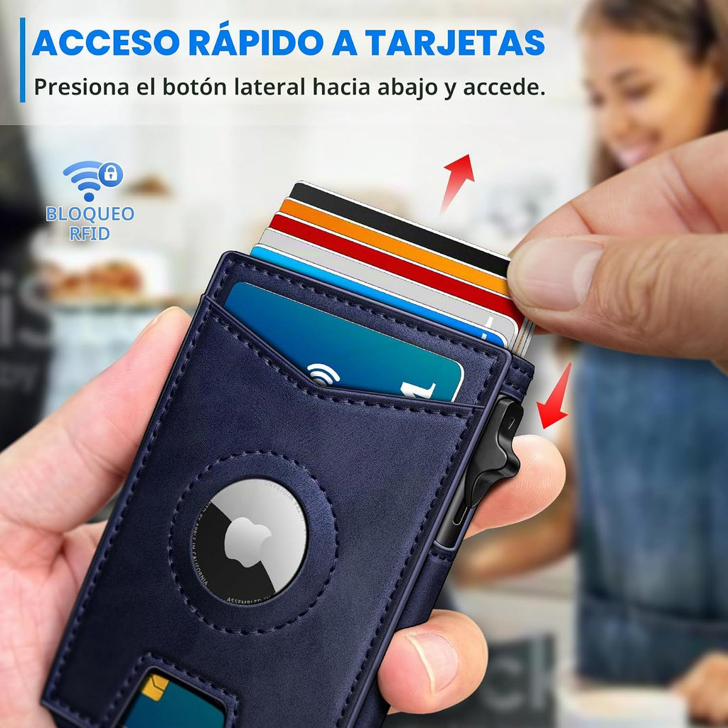 miyozi Airtag - Cartera para hombre con clip para dinero, 9 tarjeta...