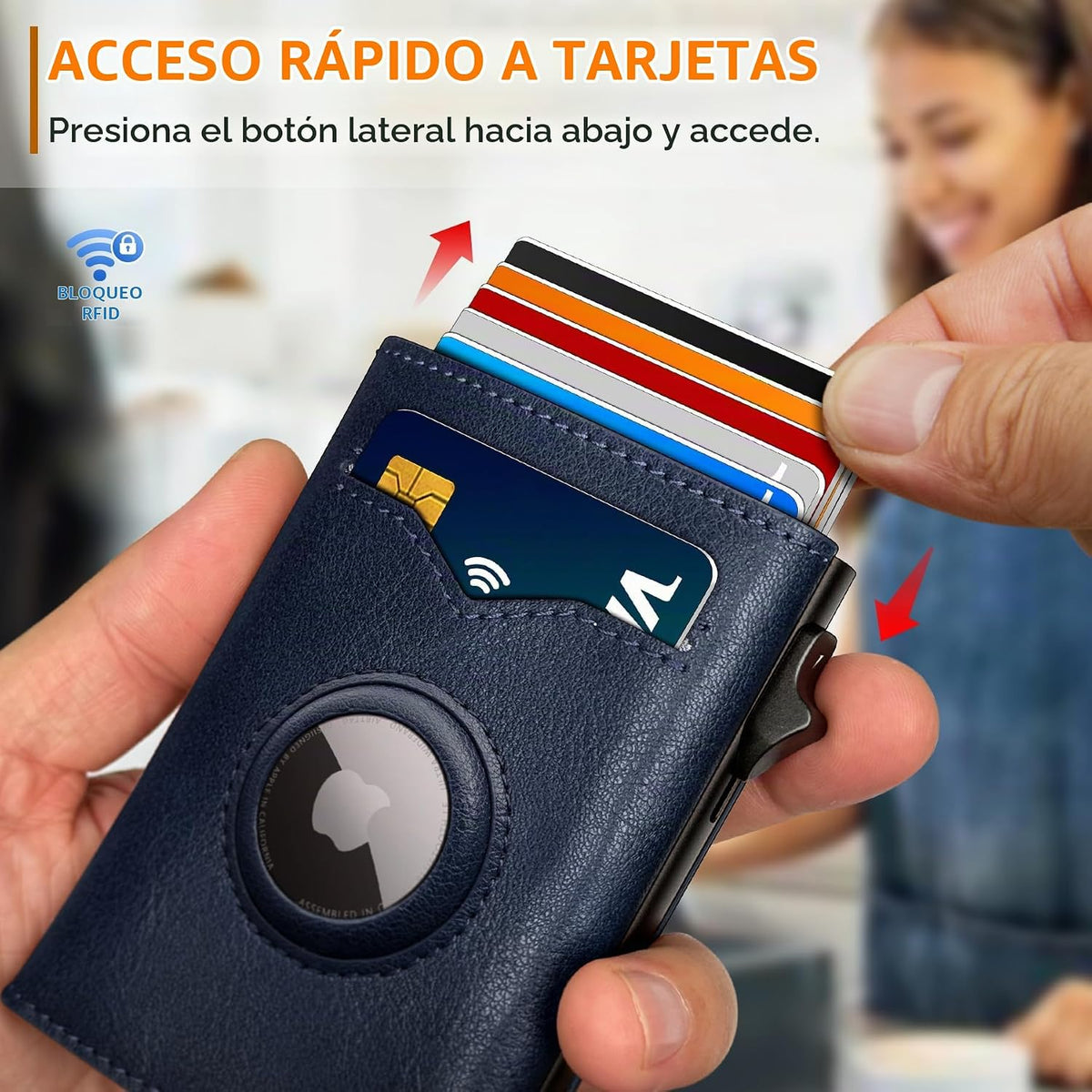 miyozi Billetera para Airtag para hombre, con bolsillo para efectiv...