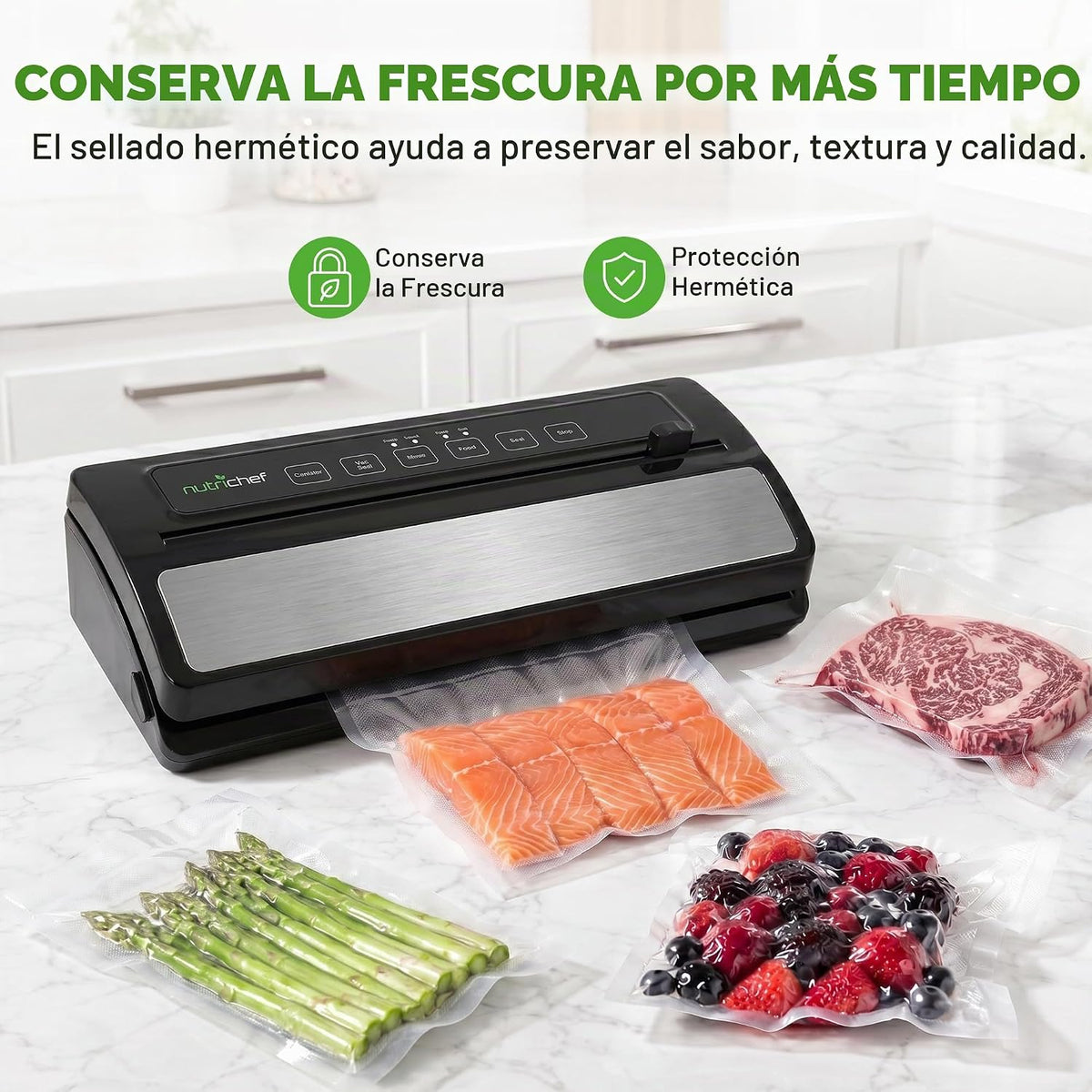 NutriChef Sellador al Vacío para Alimentos - Sistema Automático de...