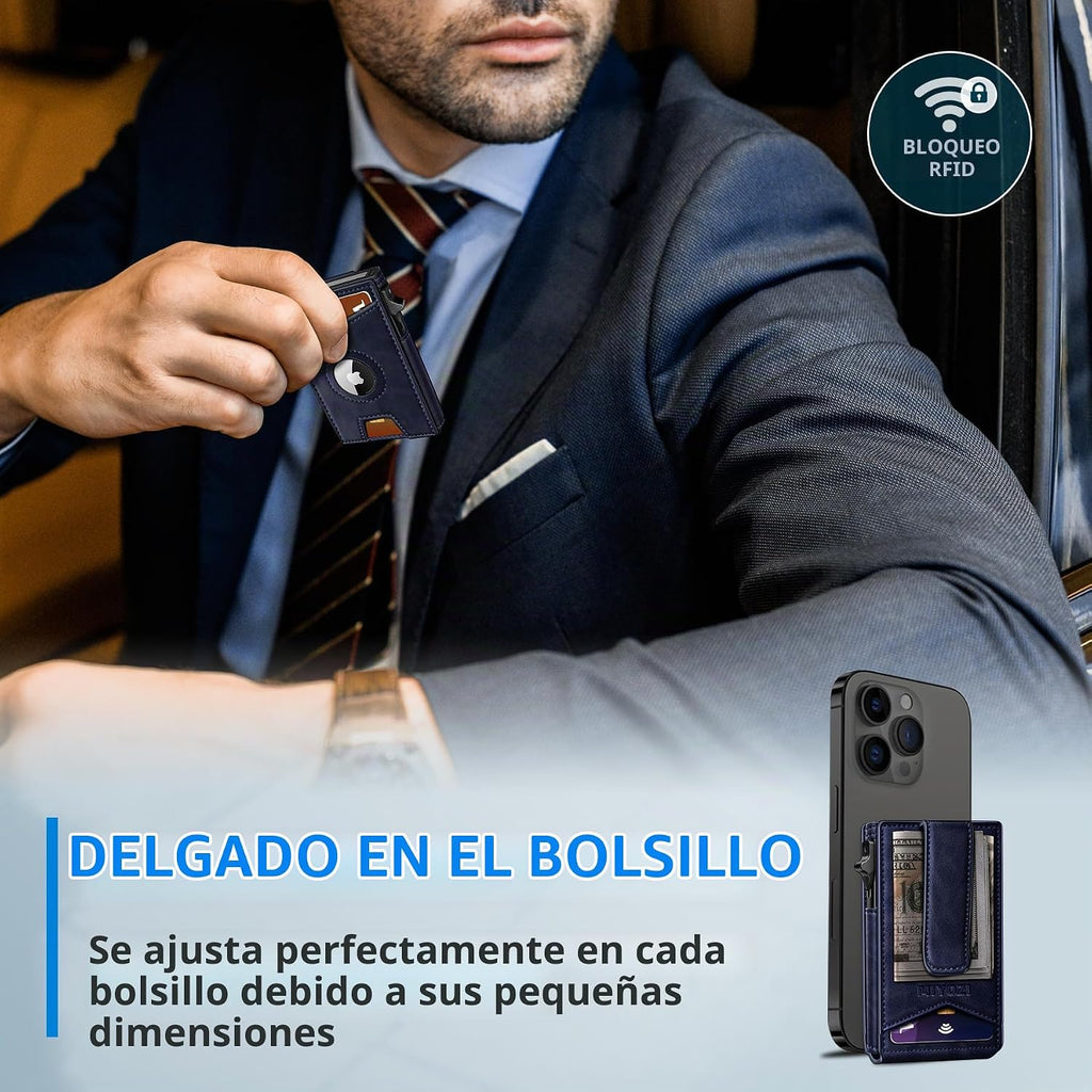 miyozi Airtag - Cartera para hombre con clip para dinero, 9 tarjeta...