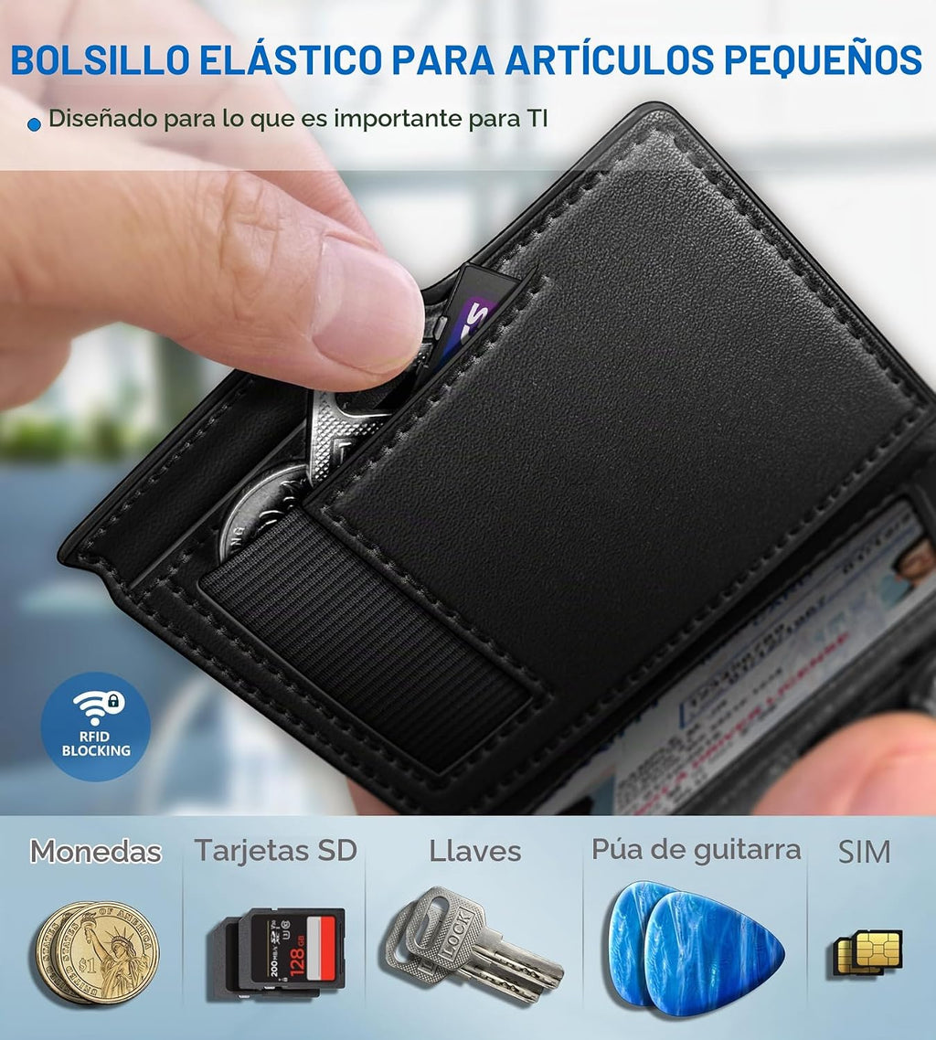 miyozi Billetera para hombre, magnética minimalista delgada con sop...
