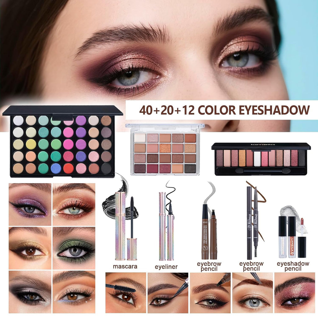 El kit completo de maquillaje para mujer incluye: sombra de ojos, b...
