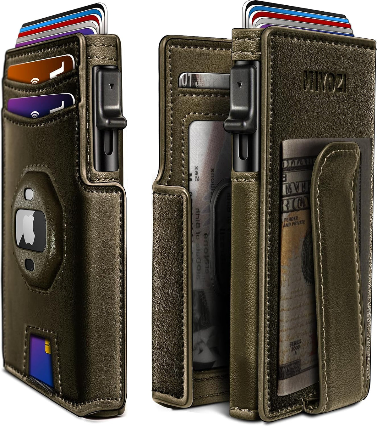 Miyozi - Billetera Airtag para hombre, con clip de dinero, estuche...