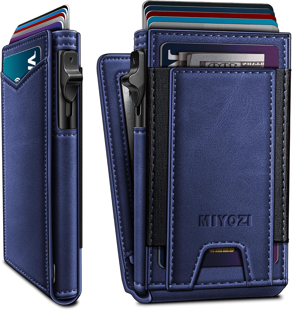 miyozi Cartera para hombre, tarjetero desplegable delgado, con bloq...
