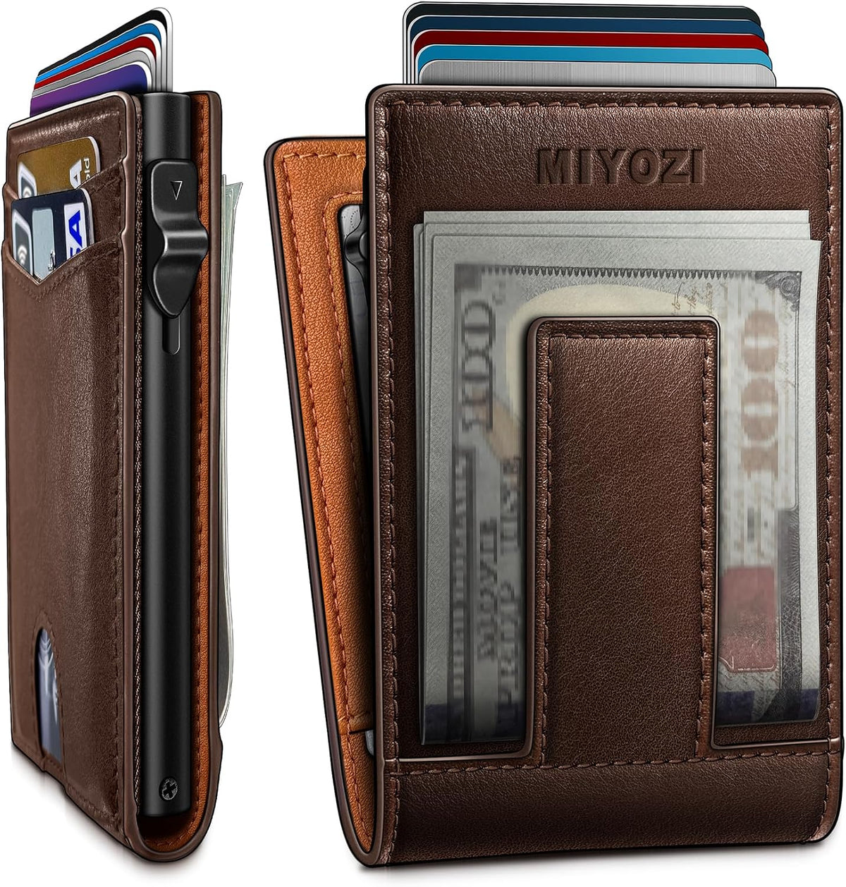 miyozi Cartera para hombre, tarjetero desplegable con bloqueo RFID,...