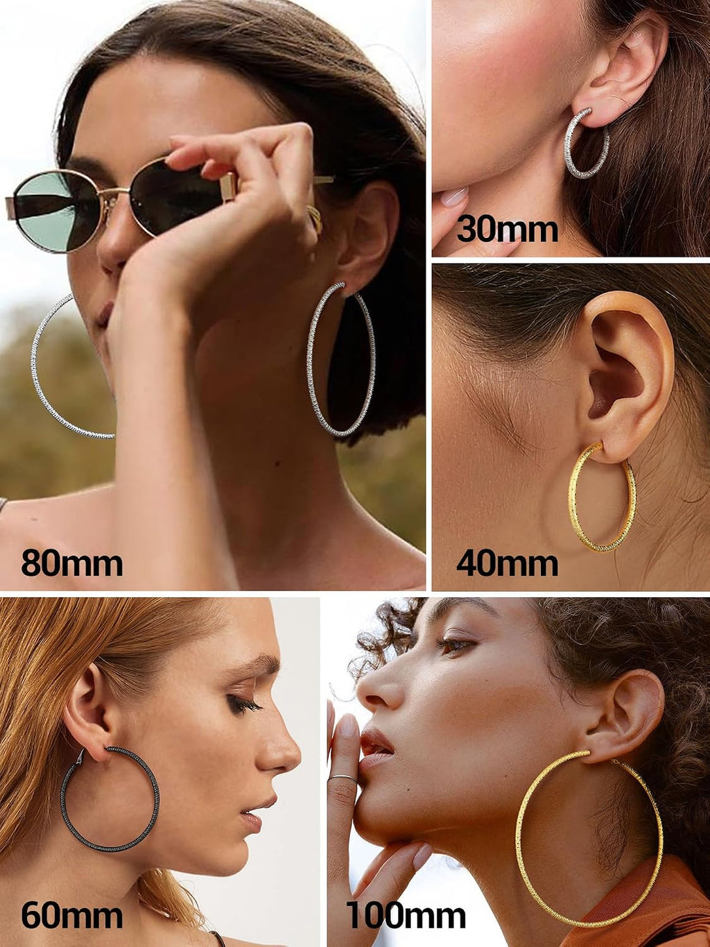PROSTEEL 12\/16\/24\/32\/40 Pulgadas Aretes de Aro Gruesos para Muj...