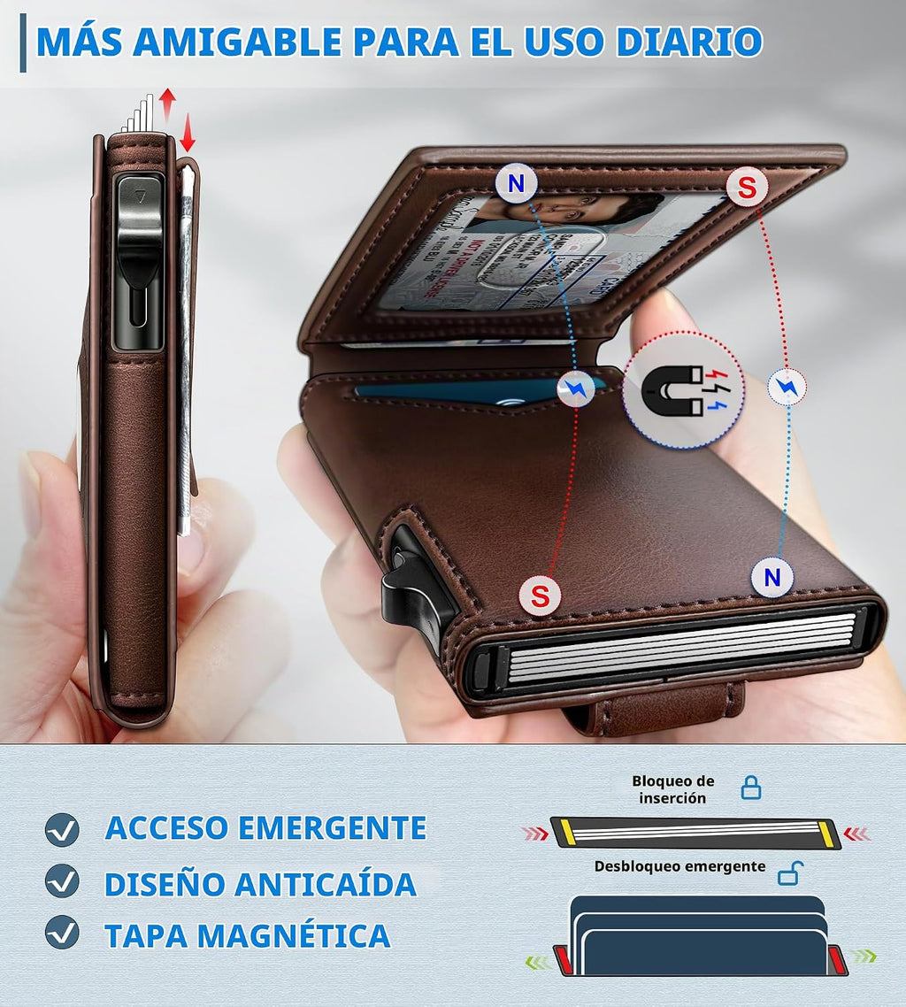 miyozi Airtag - Cartera para hombre con clip para dinero, 9 tarjeta...